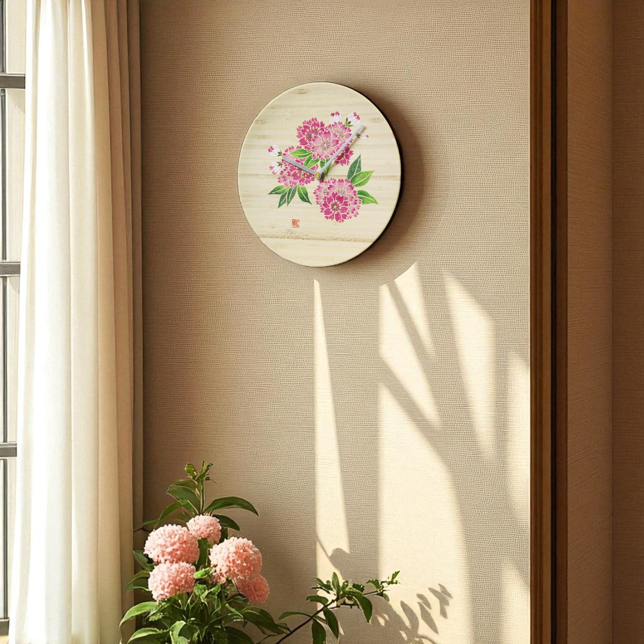 加賀友禅 掛時計 | 手描き木友禅 timeless | 八重桜 | 工房久恒