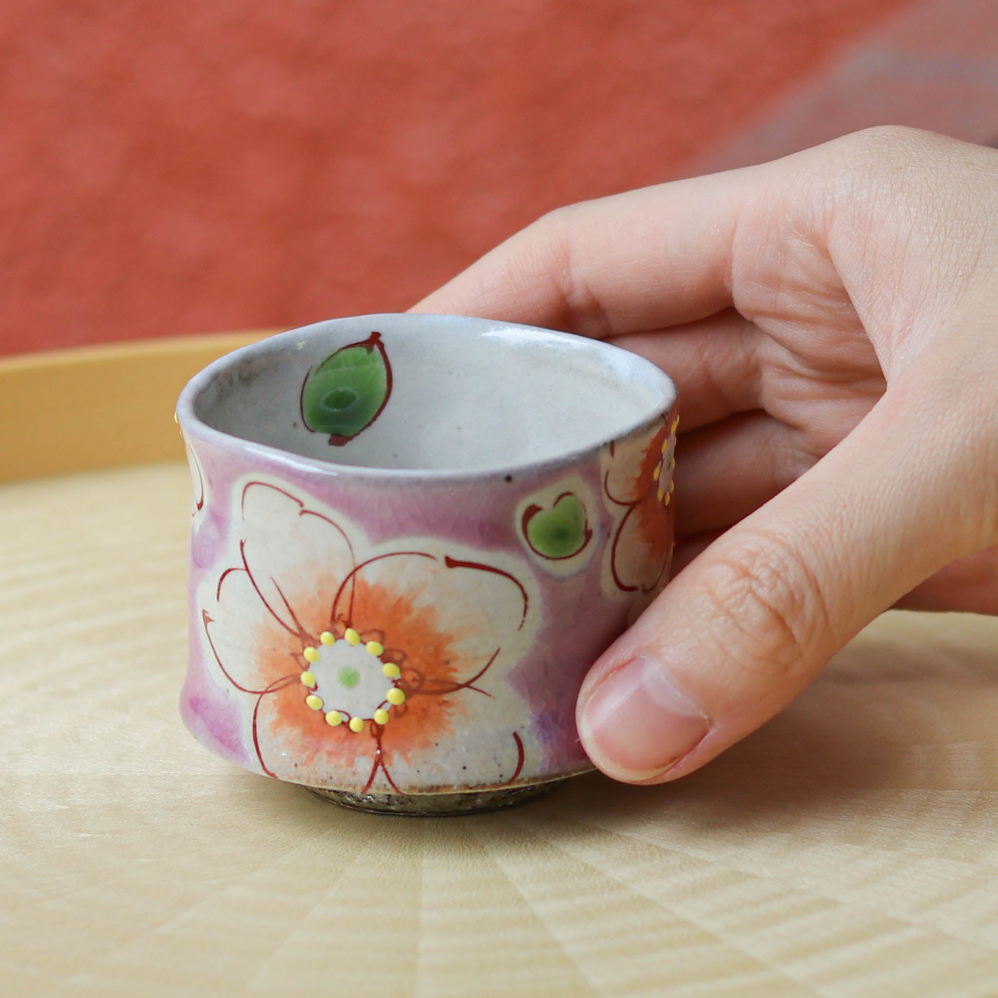 九谷焼 酒器 | ぐい呑み | ピンク花うらら | 虚空蔵窯