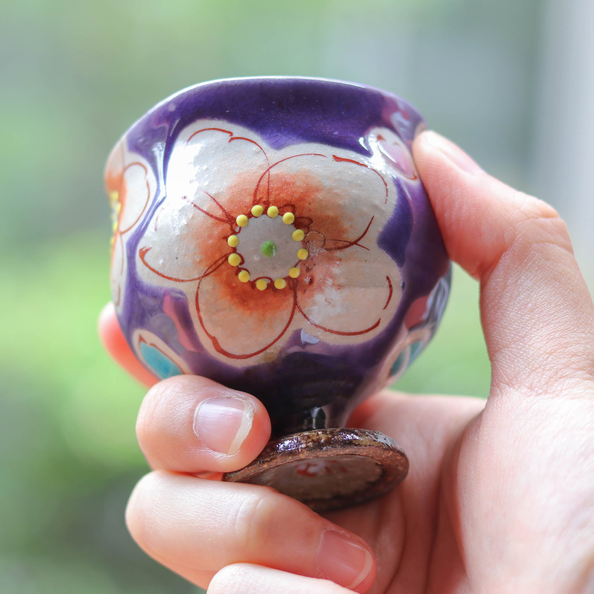 九谷焼 酒器 | ぐい呑み | バイオレット花うらら | 虚空蔵窯