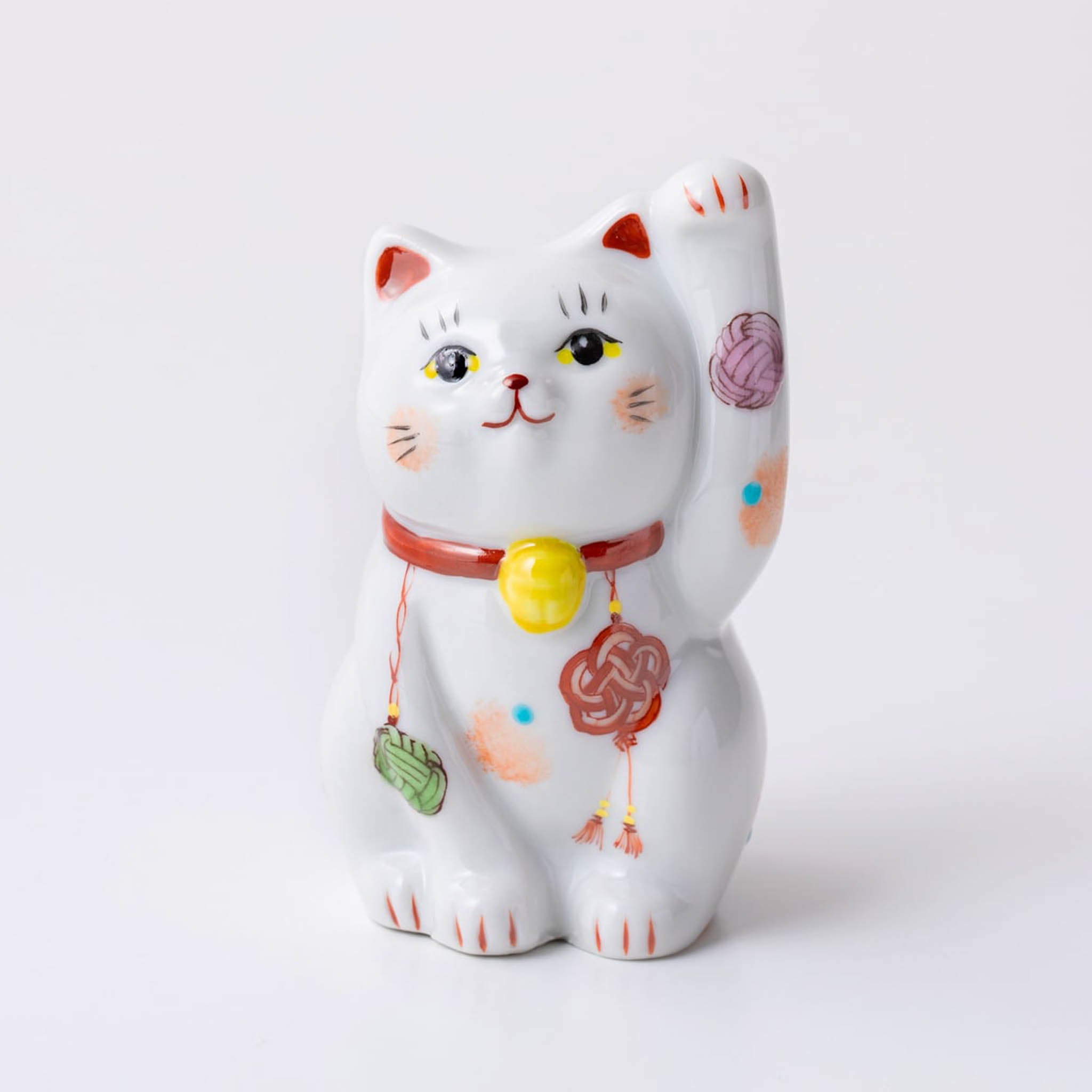 九谷焼 置物 | 招き猫 水引-結- ペアセット | 黒・赤 | 虚空蔵窯