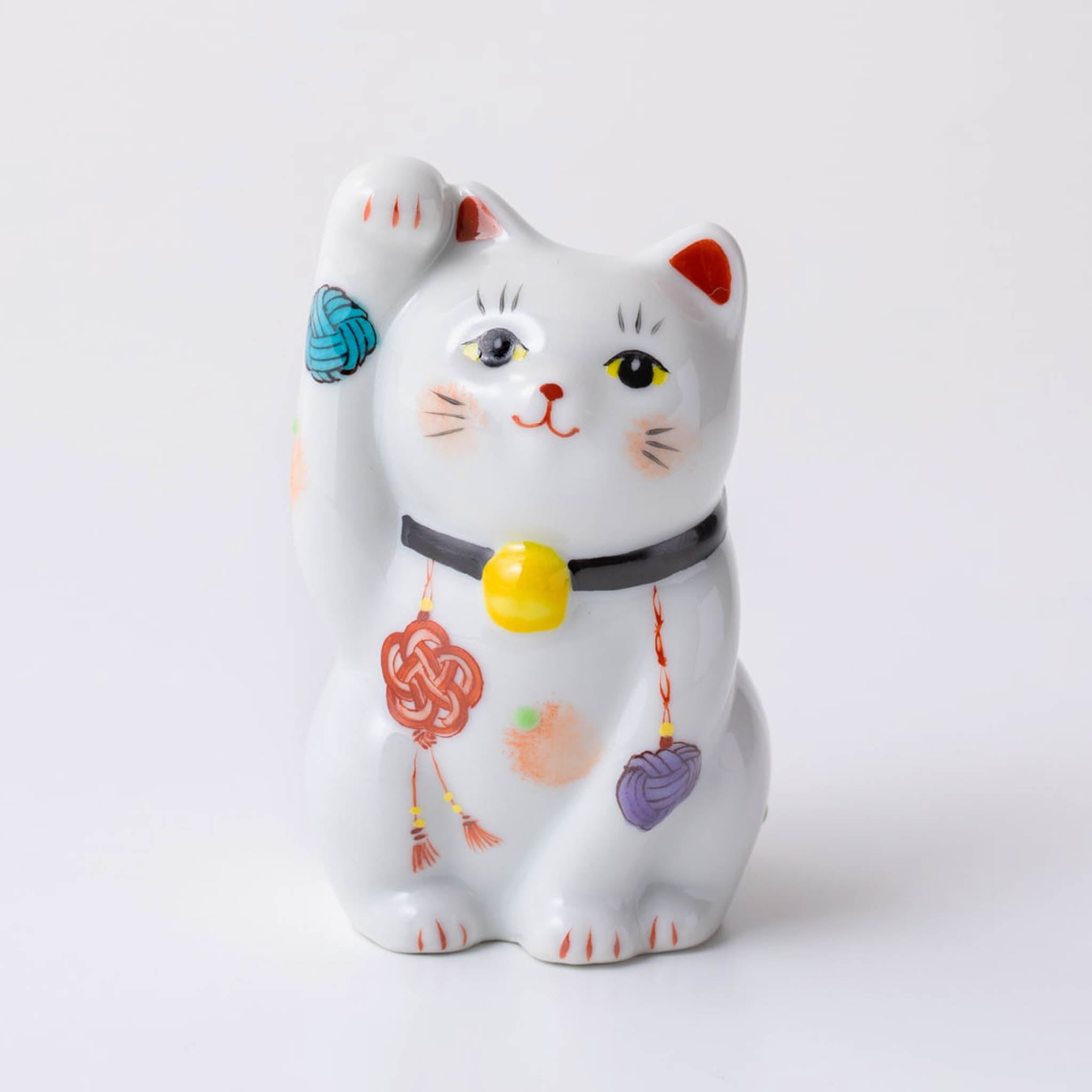 九谷焼 置物 | 招き猫 水引-結- ペアセット | 黒・赤 | 虚空蔵窯