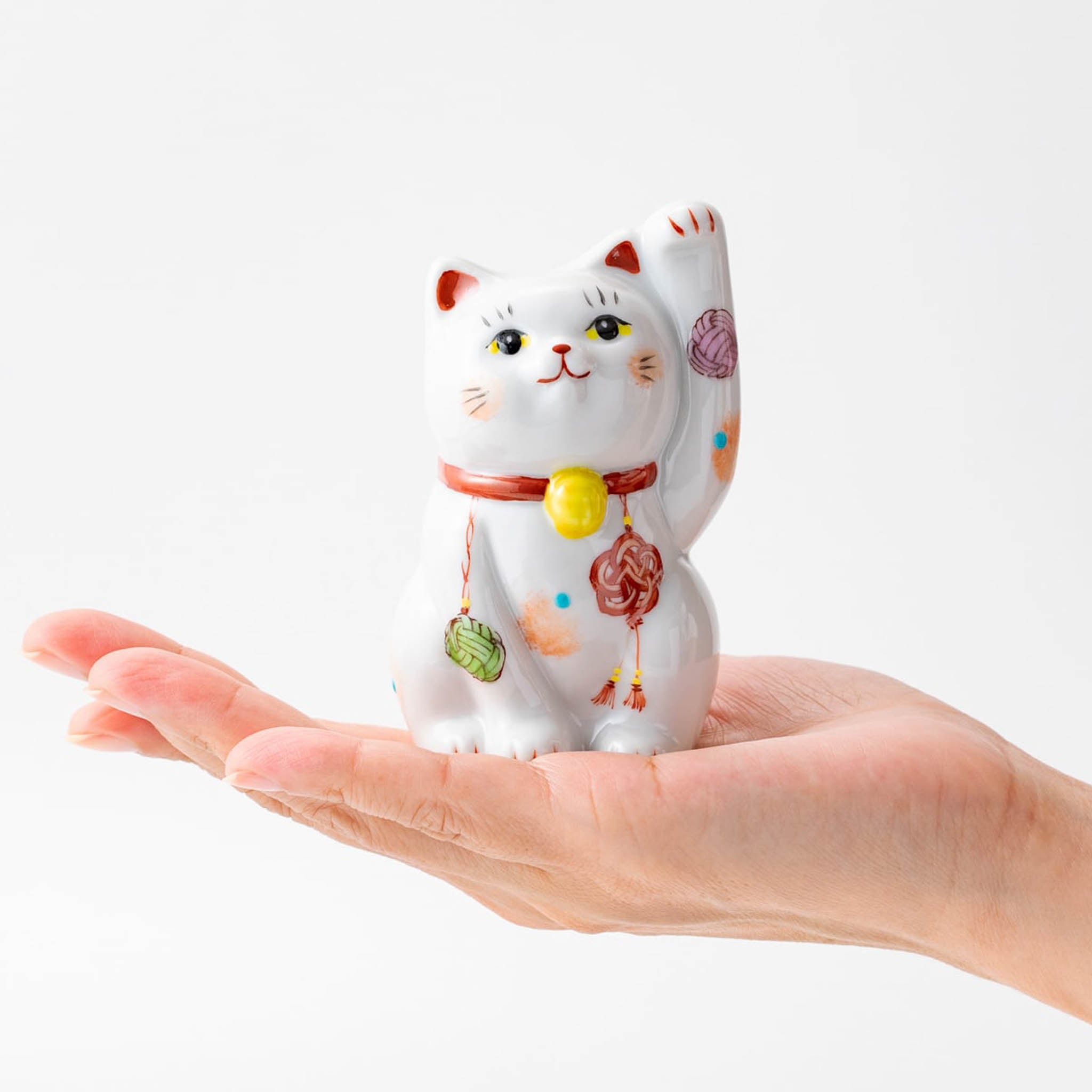 九谷焼 置物 | 招き猫 水引-結- ペアセット | 黒・赤 | 虚空蔵窯
