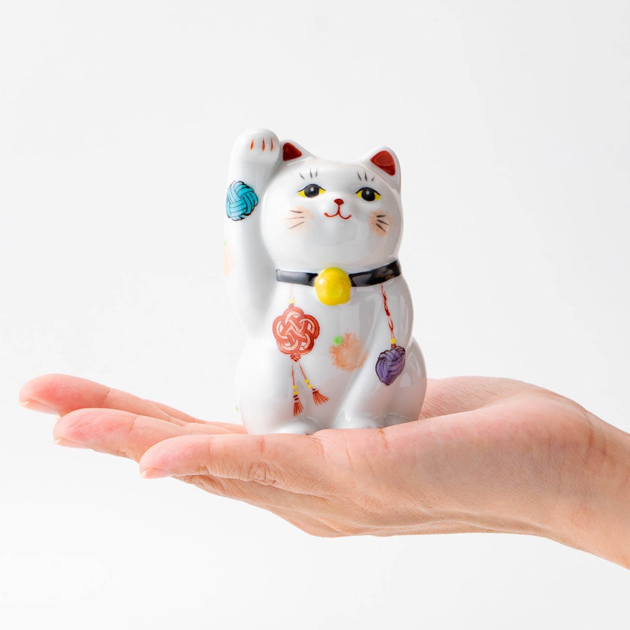 九谷焼 置物 | 招き猫 水引-結- ペアセット | 黒・赤 | 虚空蔵窯