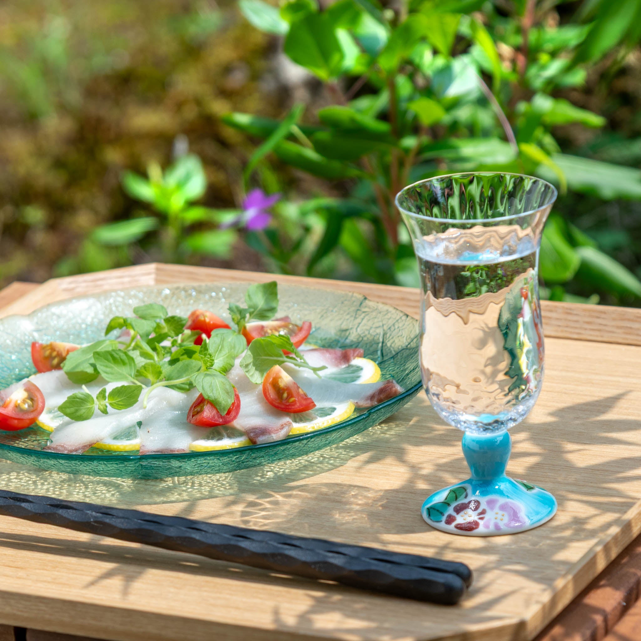 九谷和グラス | 冷酒グラス | 格子 | 選べる台座6種 | 清峰堂