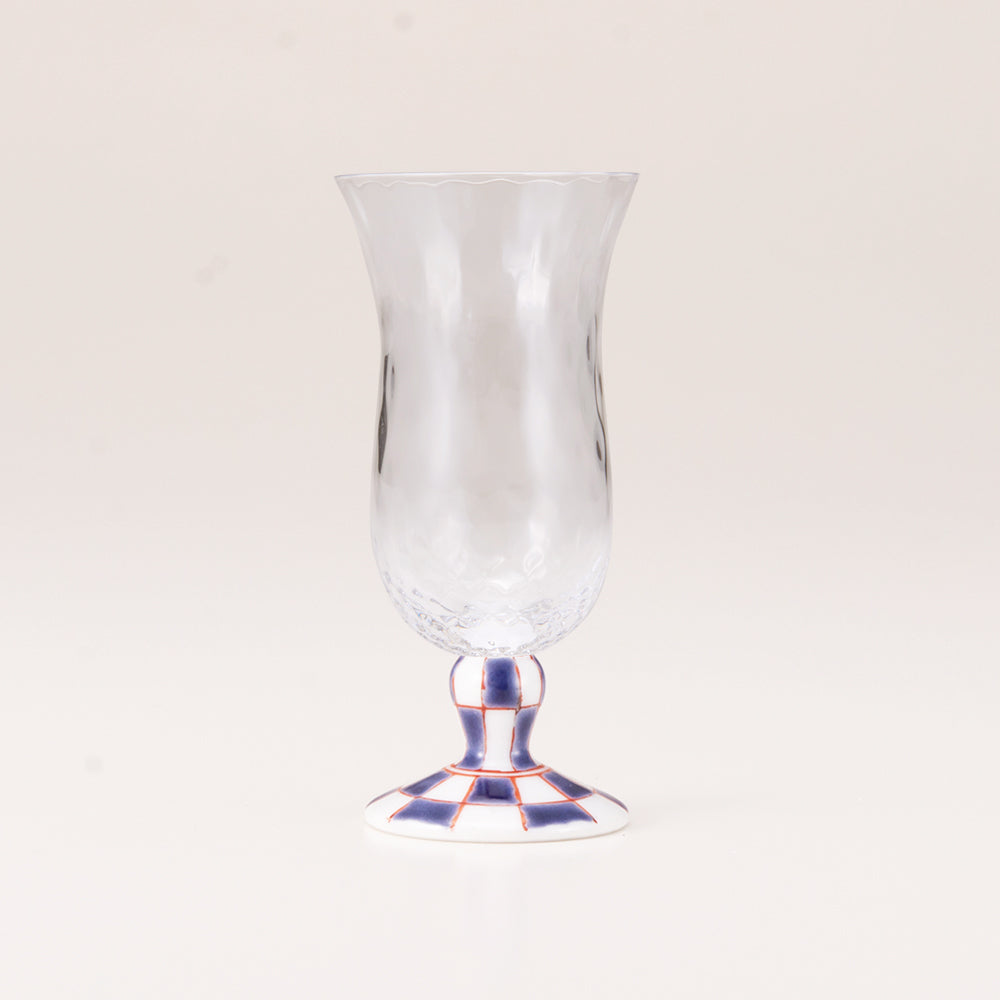 九谷和グラス | 冷酒グラス | 格子 | 選べる台座6種 | 清峰堂