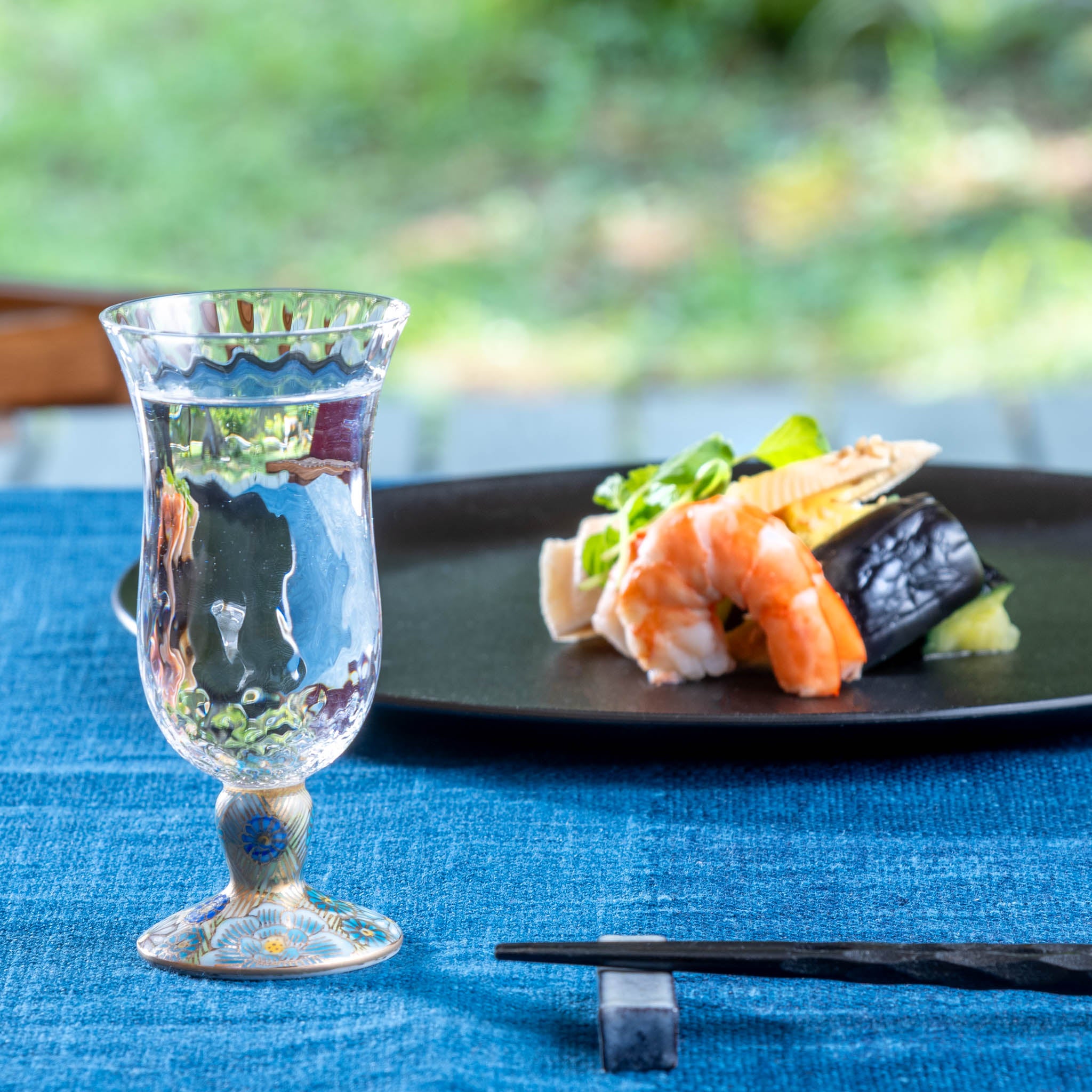 九谷和グラス | 冷酒グラス | 格子 | 選べる台座6種 | 清峰堂