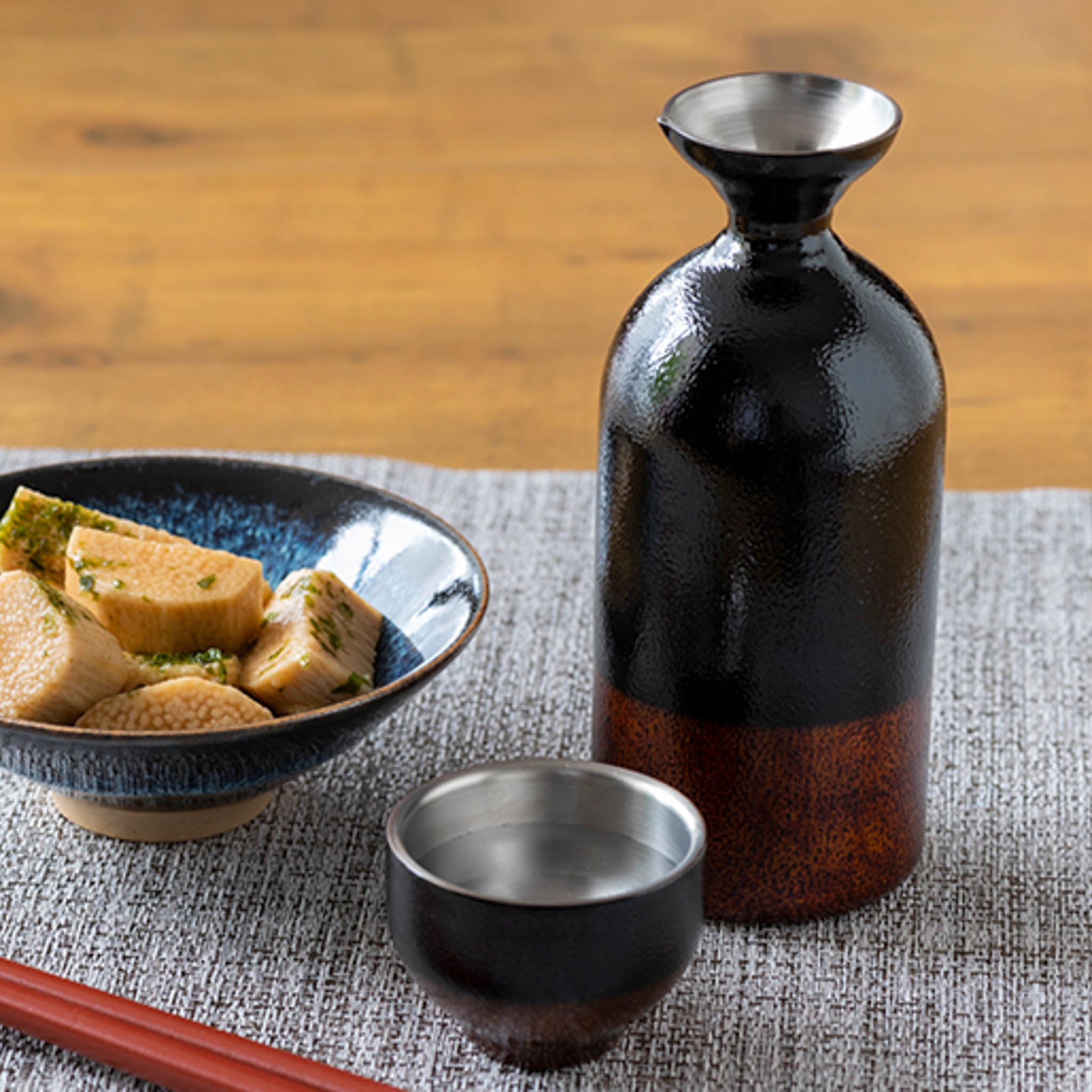 酒器セット | 漆磨 SHI-MOA | 影炎 二重ぐい呑+徳利1.5L | アルチザン