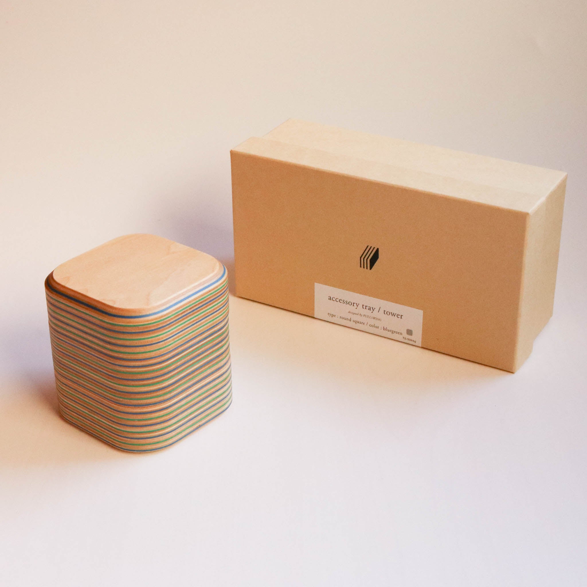 木工品 トレー | tower - round square | blue-green | PLYWOOD laboratory