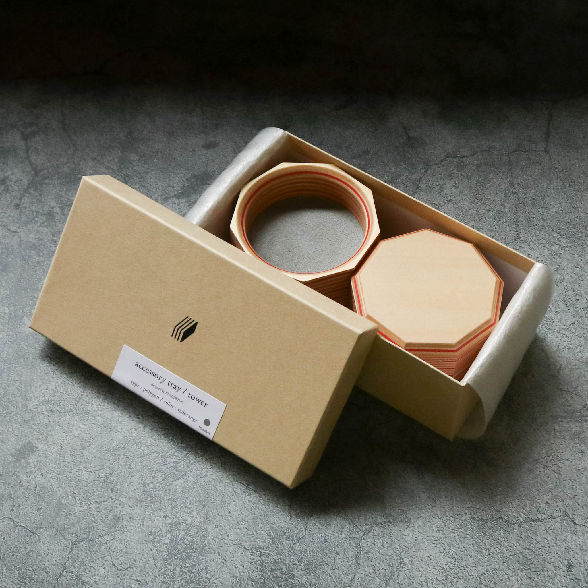 木工品 トレー | tower - polygon | red-orange | PLYWOOD laboratory