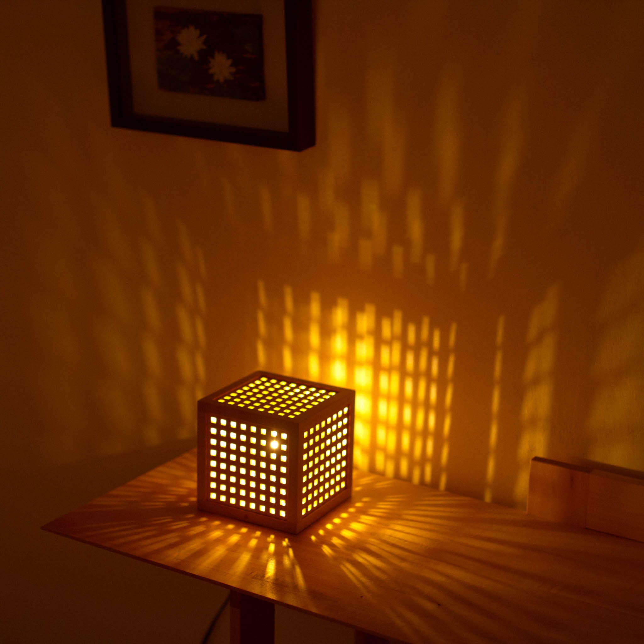 組子細工 テーブルランプ | ひかりの小箱2 | 木のあかり