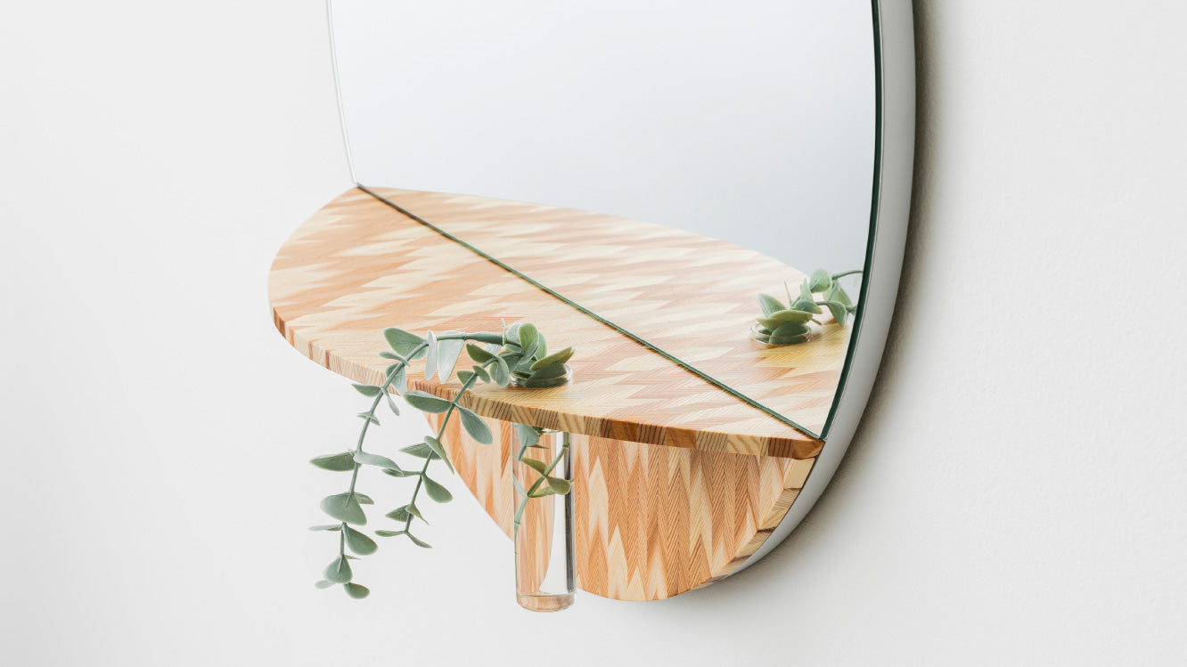 木工製品 壁掛けミラー | 矢絣 | L | ミマツ工芸