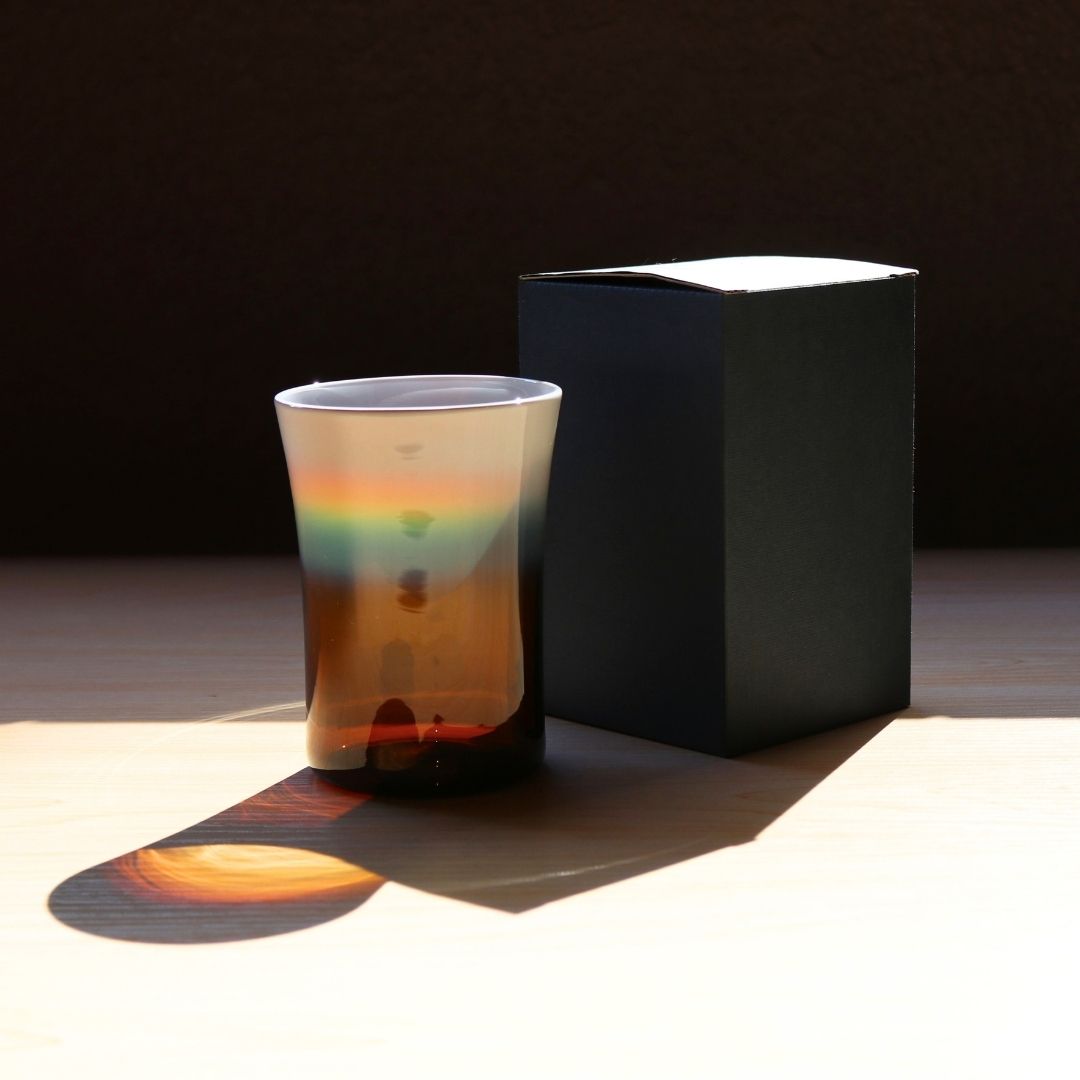 焼酎グラス | Hotto-G 耐熱燿変ガラス | アンバー | 能登島ガラス工房