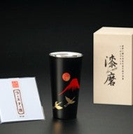 山中塗 カップ | 漆磨 | 赤富士に鶴 2重ストレートカップ | ウチキ