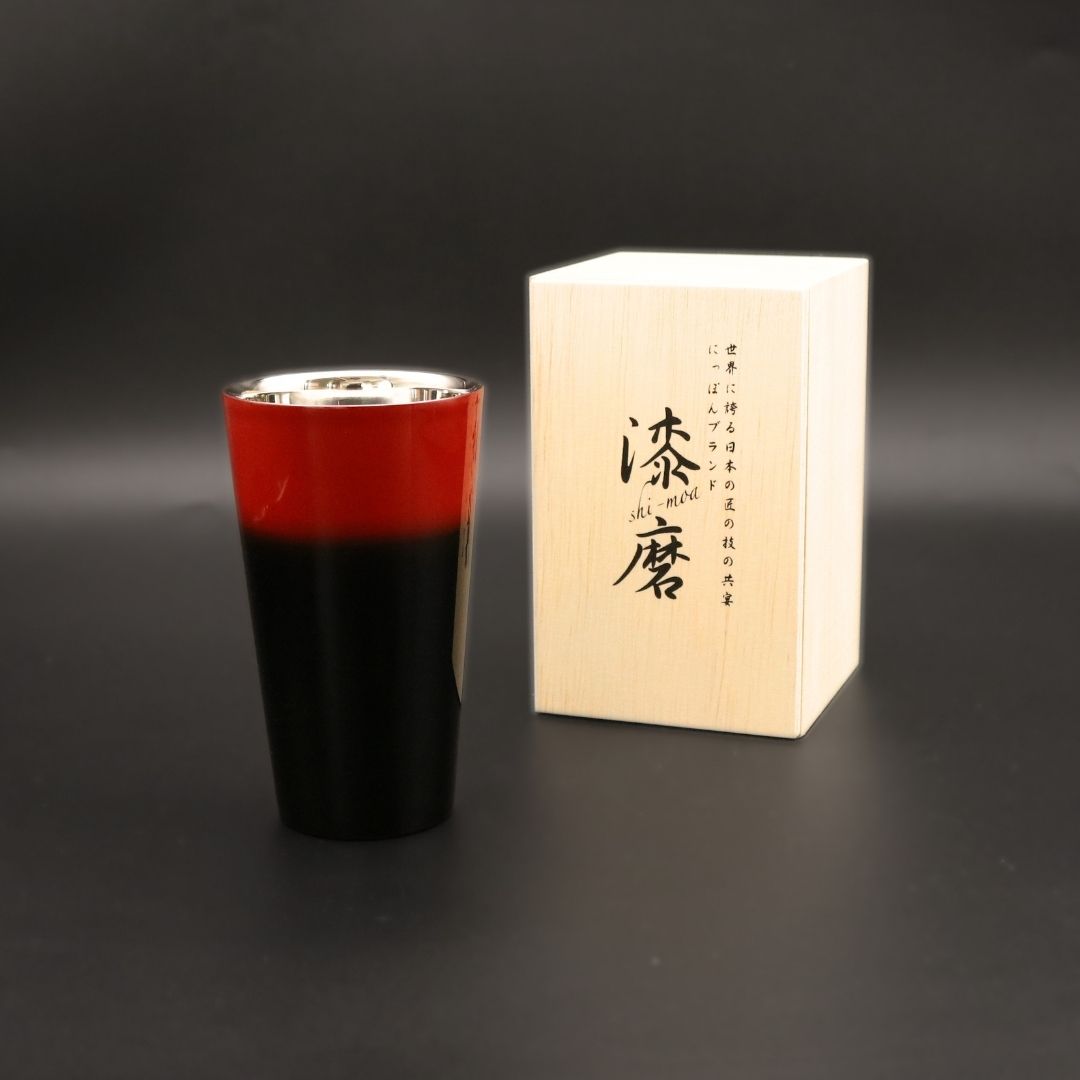 山中塗 カップ | 漆磨 | 黒彩 2重ストレートカップ | ウチキ