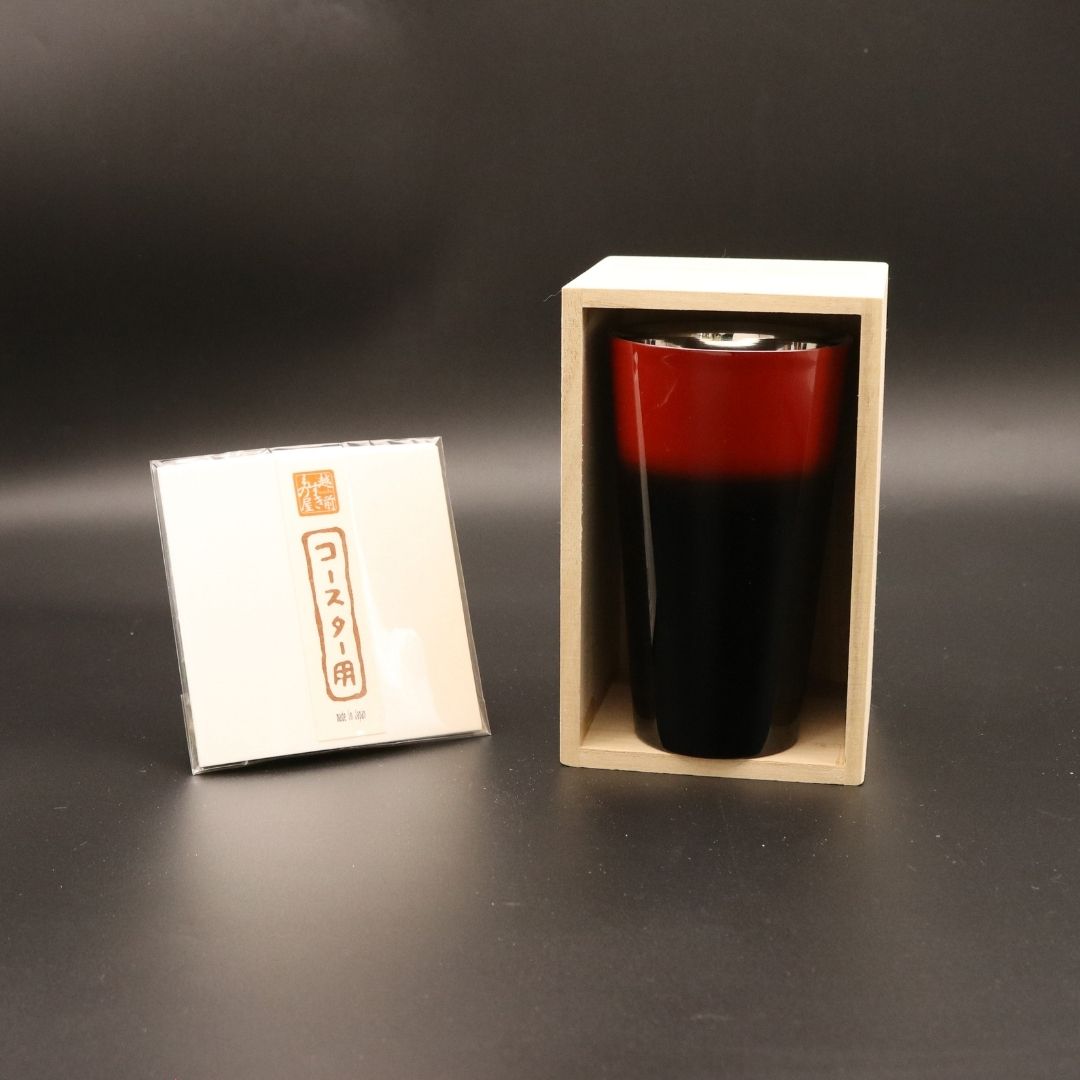 山中塗 カップ | 漆磨 | 黒彩 2重ストレートカップ | ウチキ