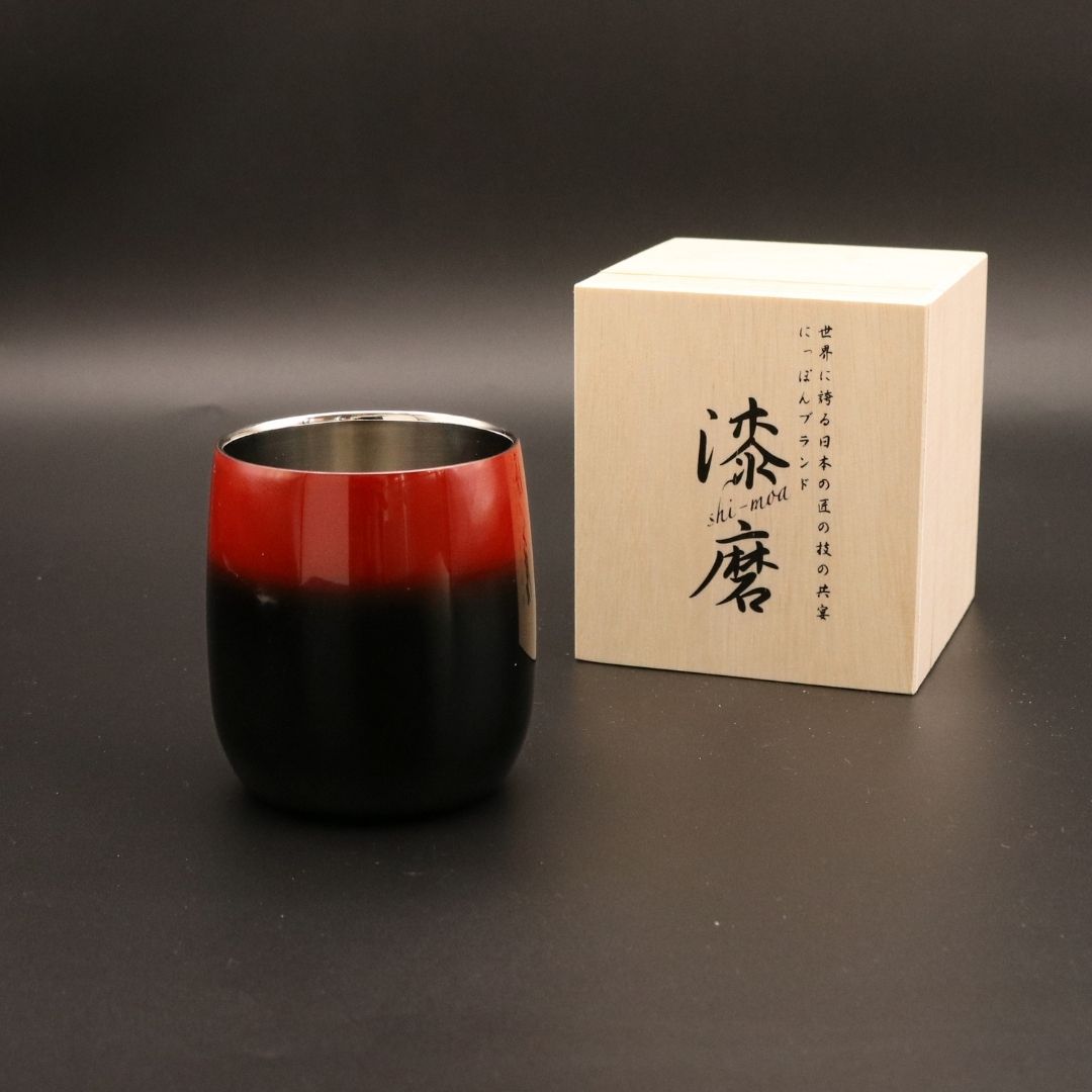 山中塗 カップ | 漆磨 | 黒彩 2重ロックダルマカップ | ウチキ