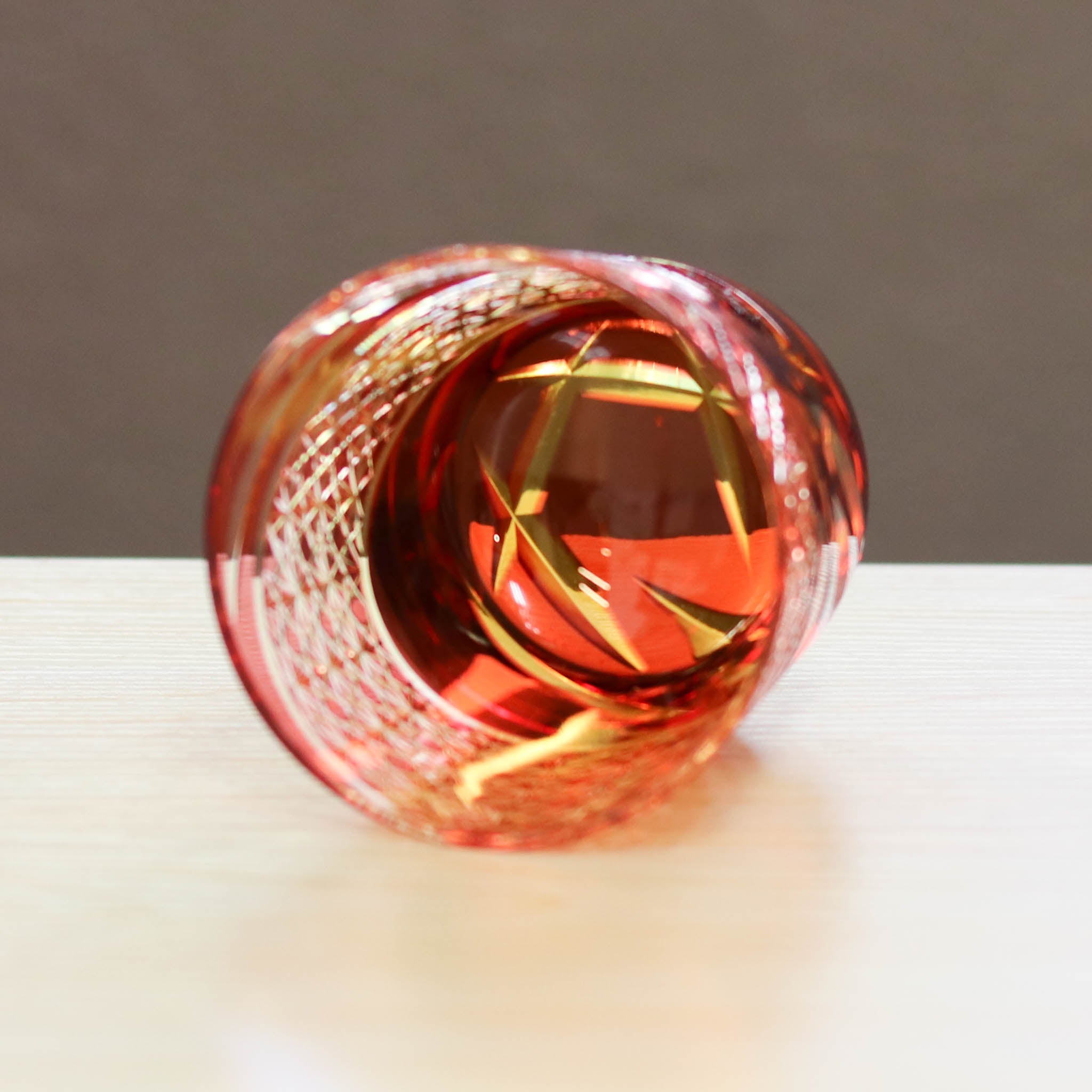小樽切子 オールドグラス | 雅 | 金赤琥珀 | 深川硝子工芸