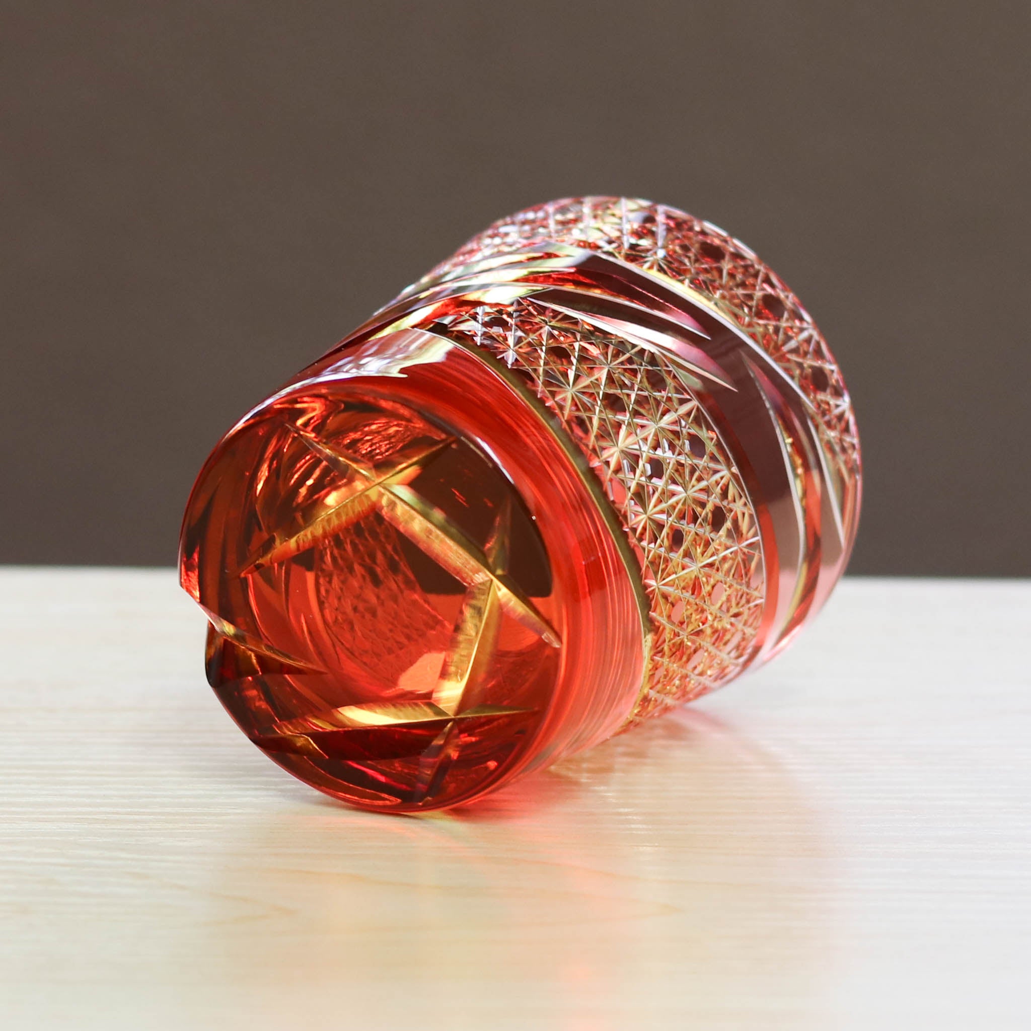 小樽切子 オールドグラス | 雅 | 金赤琥珀 | 深川硝子工芸
