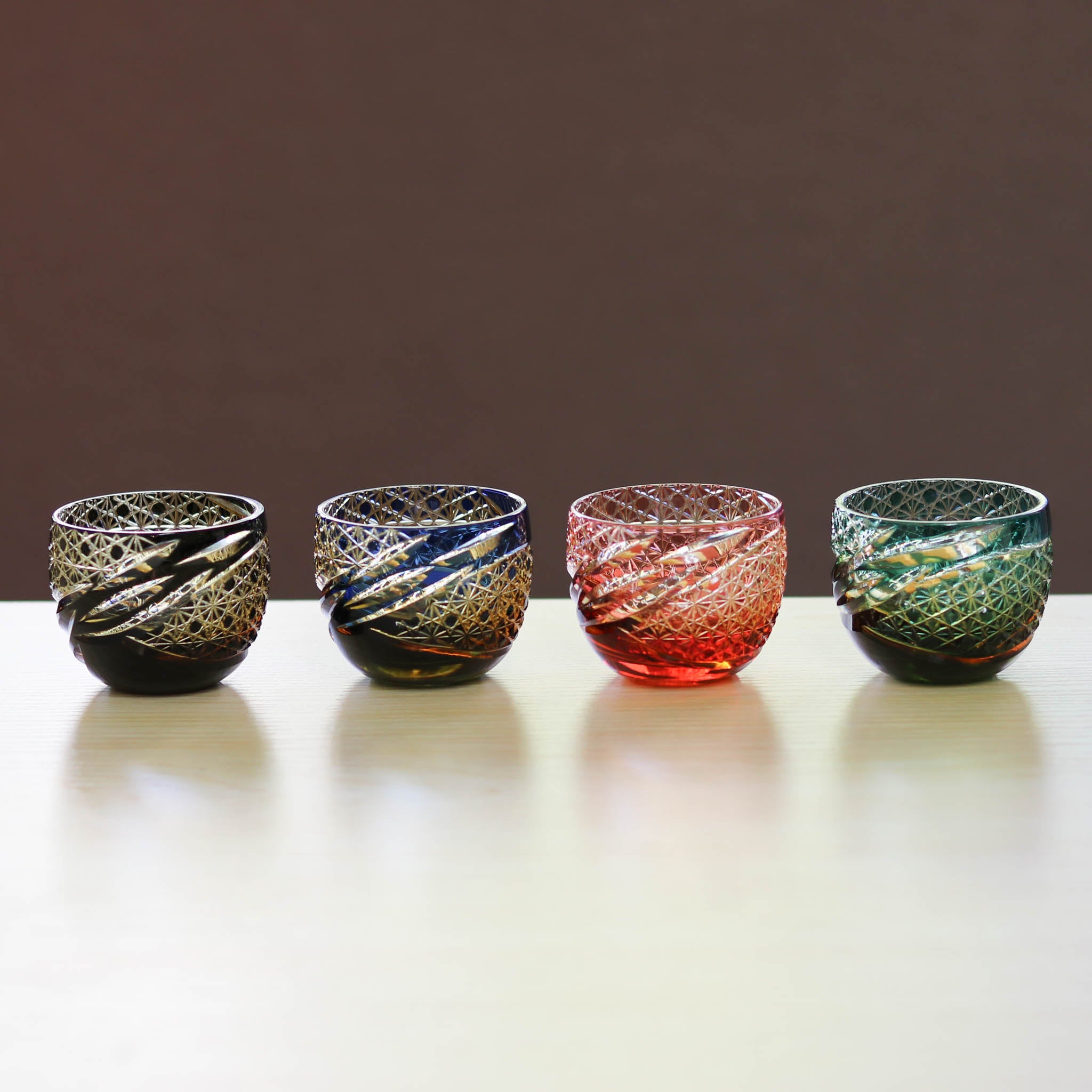 小樽切子 ぐい呑み | 雅 | 瑠璃琥珀 | 深川硝子工芸