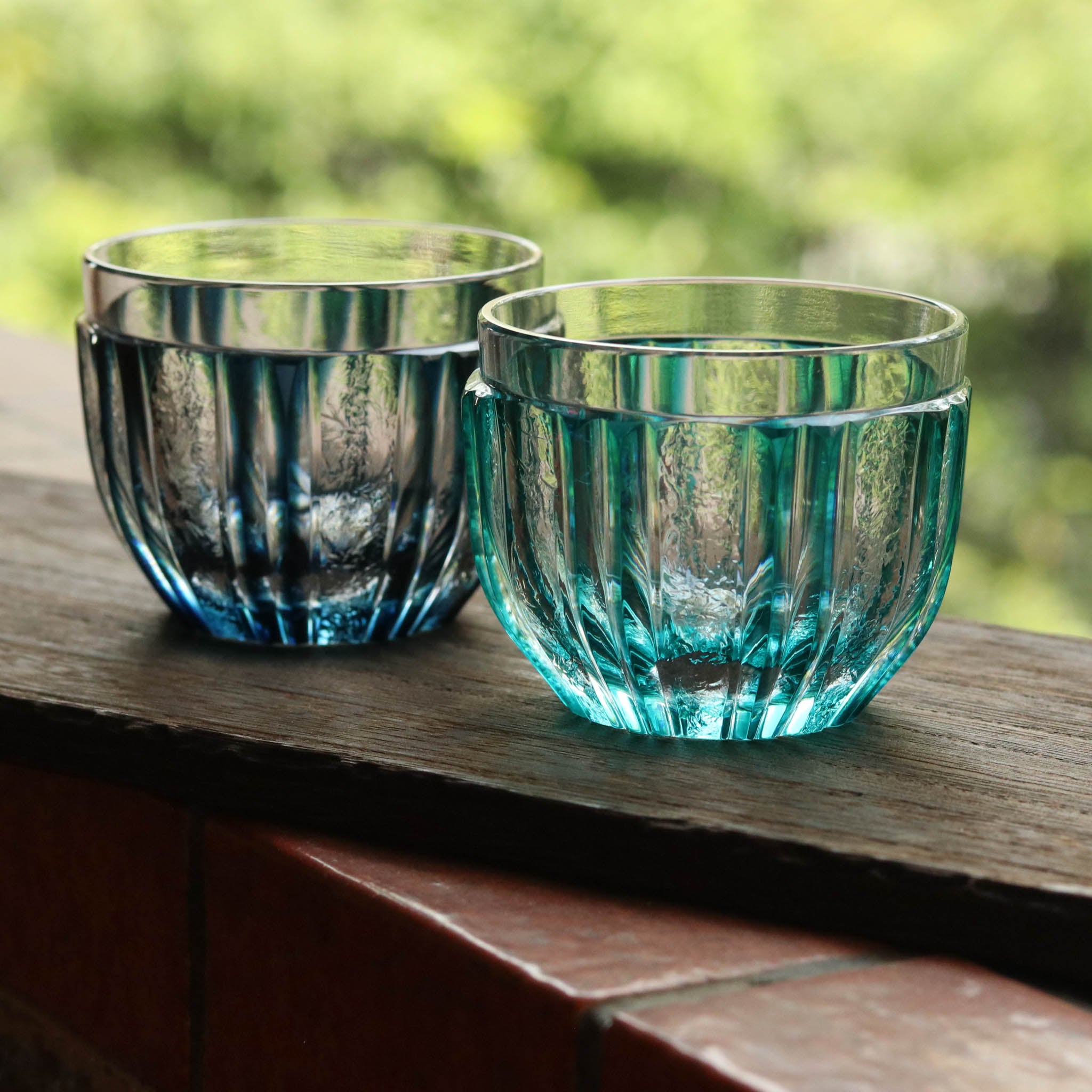 薩摩切子 にかわ猪口 | 緑 | 薩摩びーどろ工芸