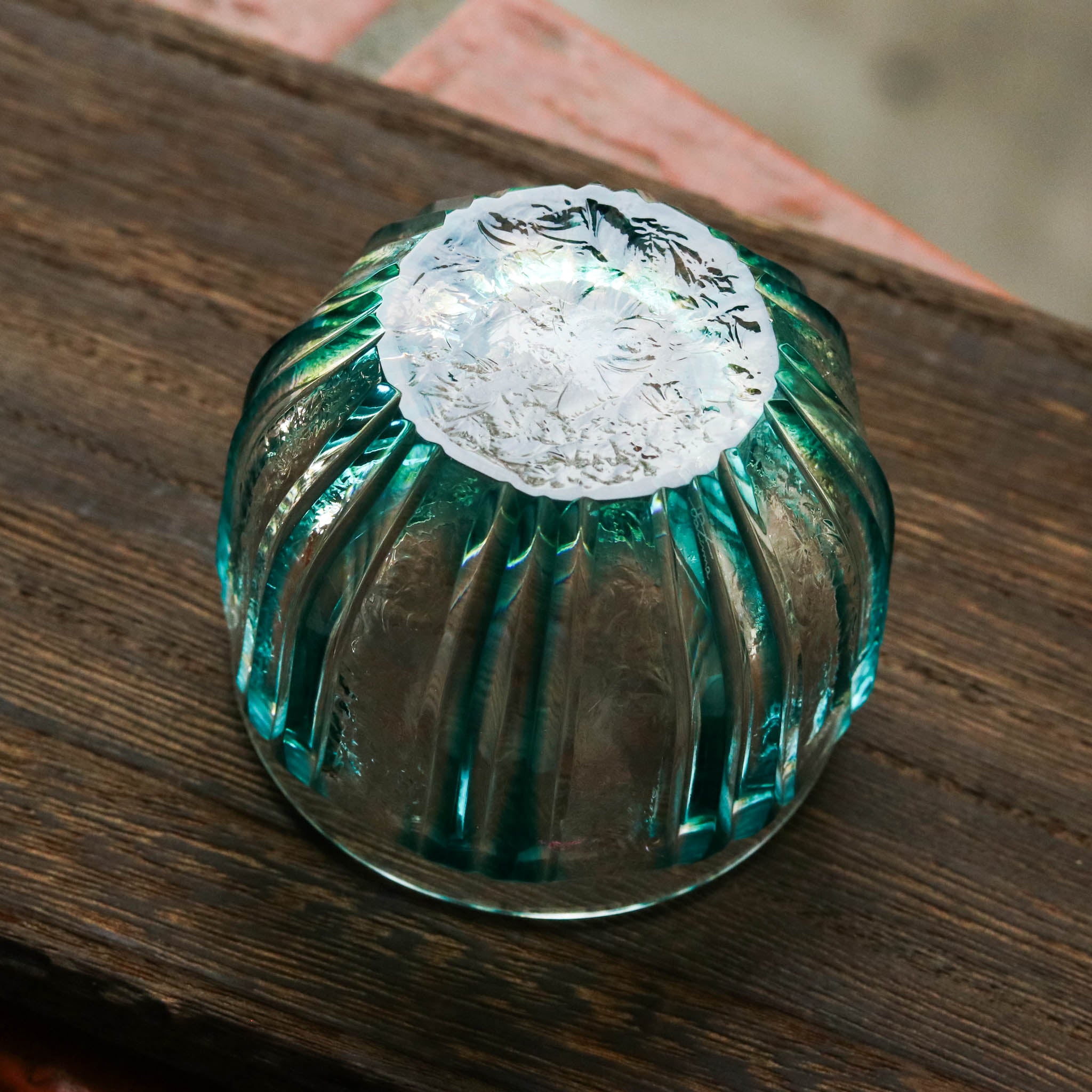 薩摩切子 にかわ猪口 | 緑 | 薩摩びーどろ工芸