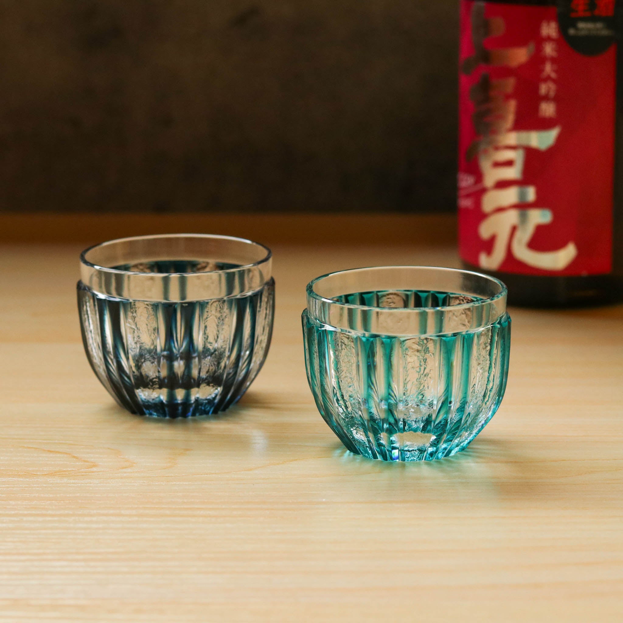 薩摩切子 にかわ猪口 | 緑 | 薩摩びーどろ工芸