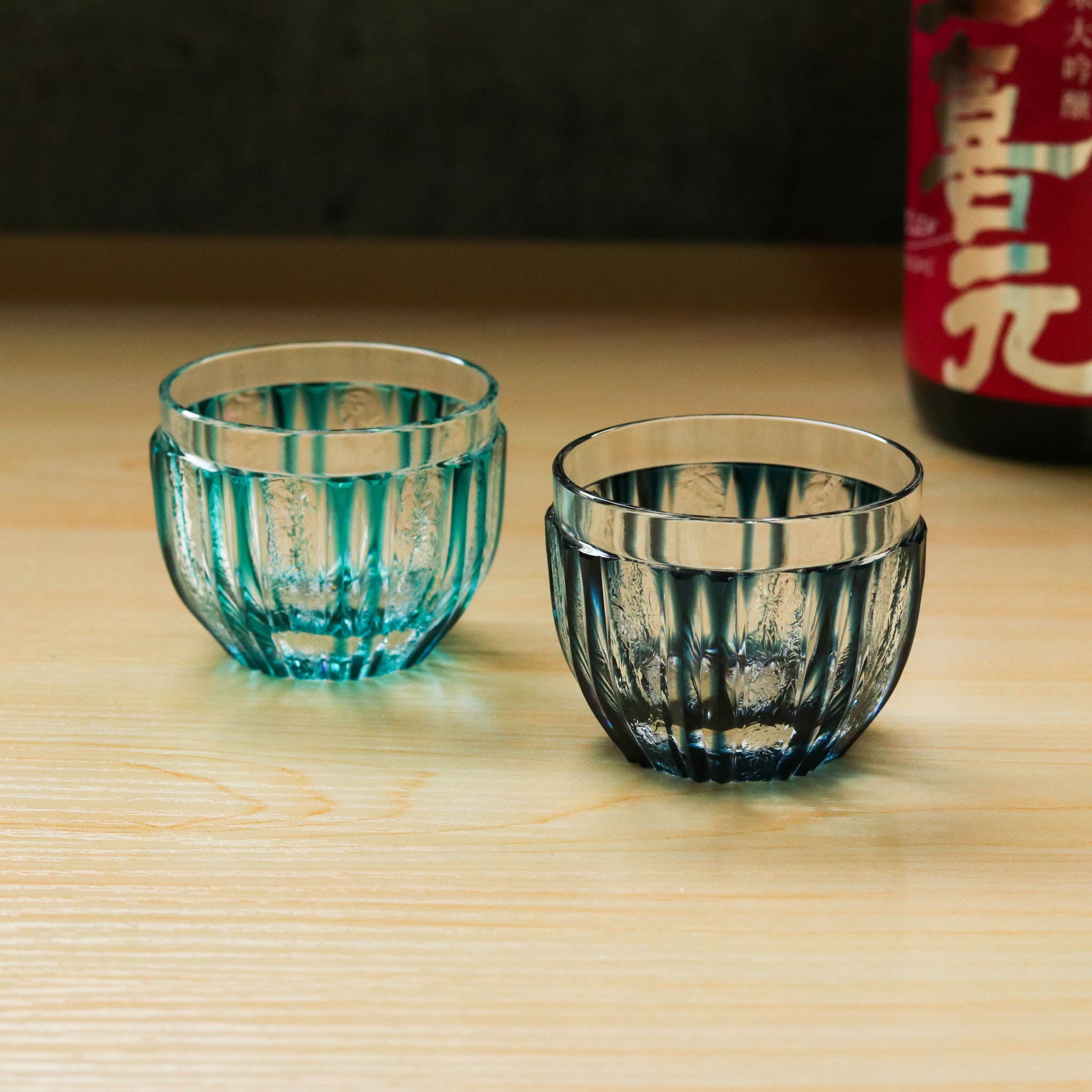 薩摩切子 にかわ猪口 | 藍 | 薩摩びーどろ工芸