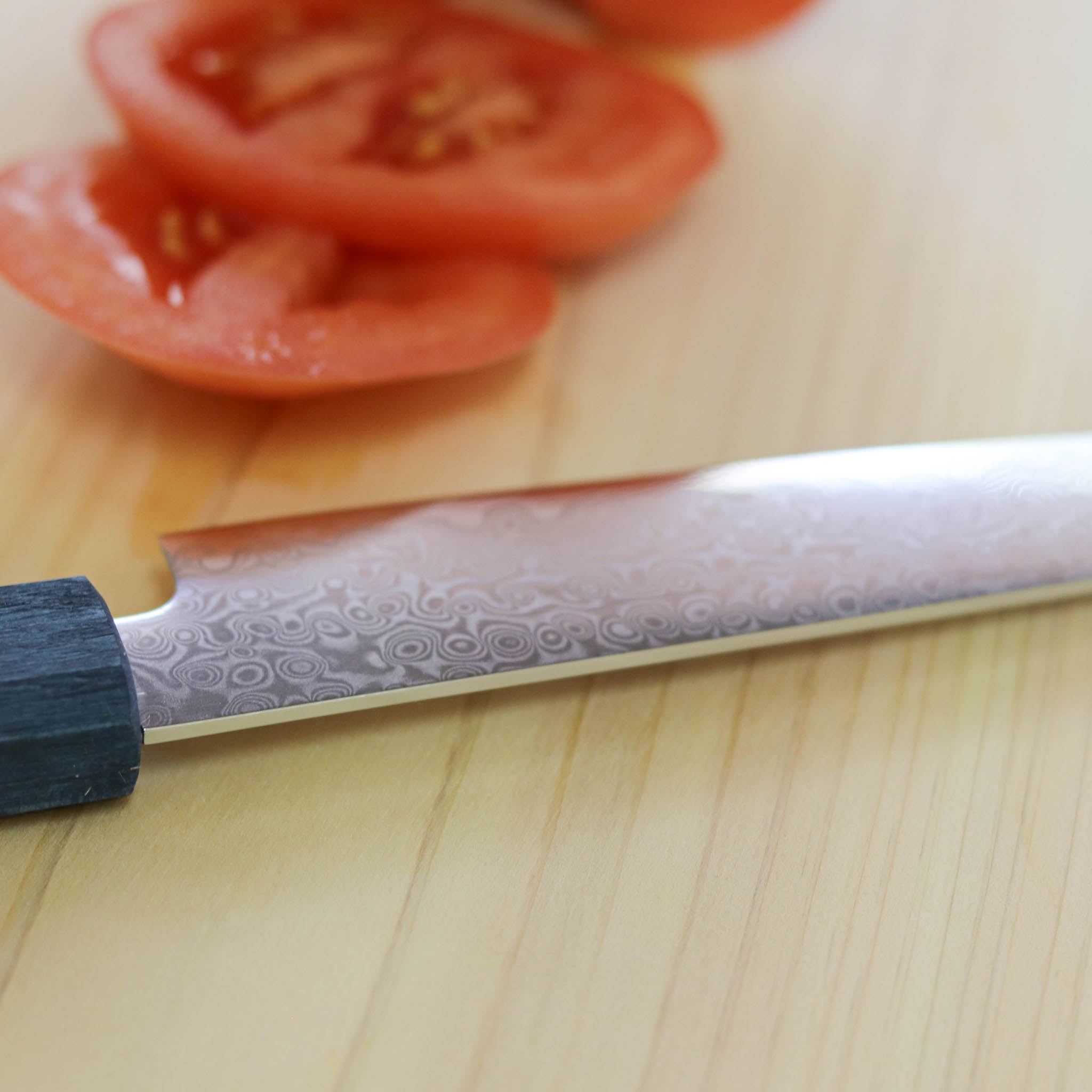 堺打刃物 包丁 | ダマスカス67層 ペティ 15cm 両刃 | 暁ハンドル 桐箱入り | 山脇刃物製作所