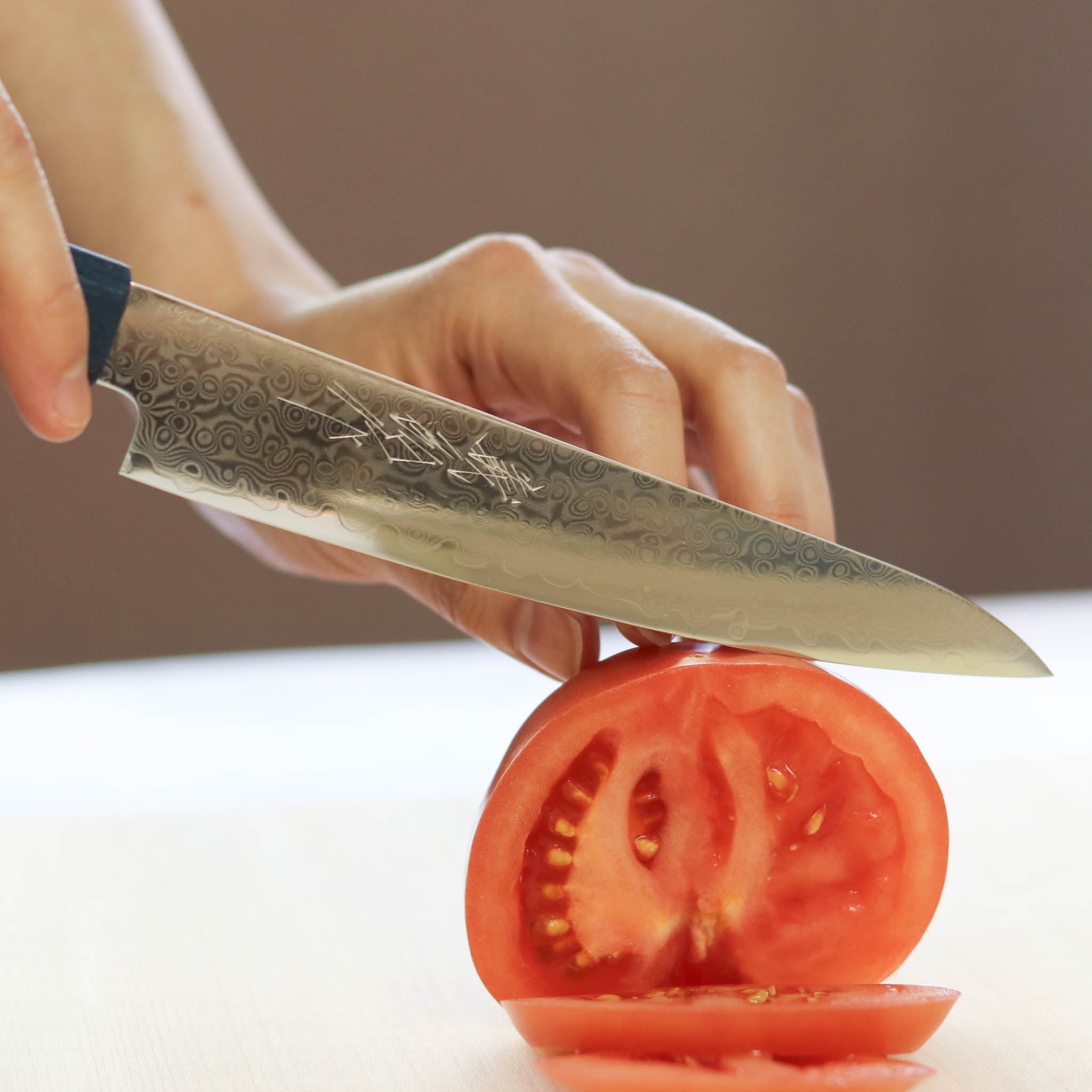 堺打刃物 包丁セット | ダマスカス67層 ペティ× 三徳 両刃 | 暁ハンドル 桐箱入り | 山脇刃物製作所