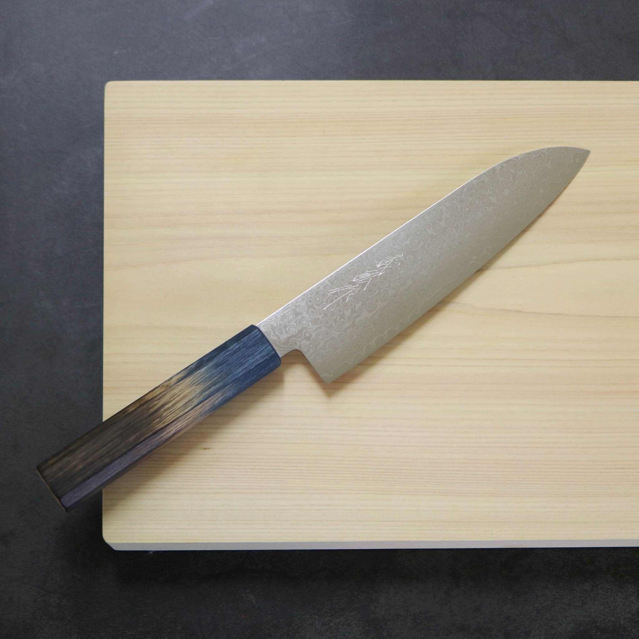 堺打刃物 包丁 | ダマスカス67層 三徳 18cm 両刃 | 暁ハンドル 桐箱入り | 山脇刃物製作所