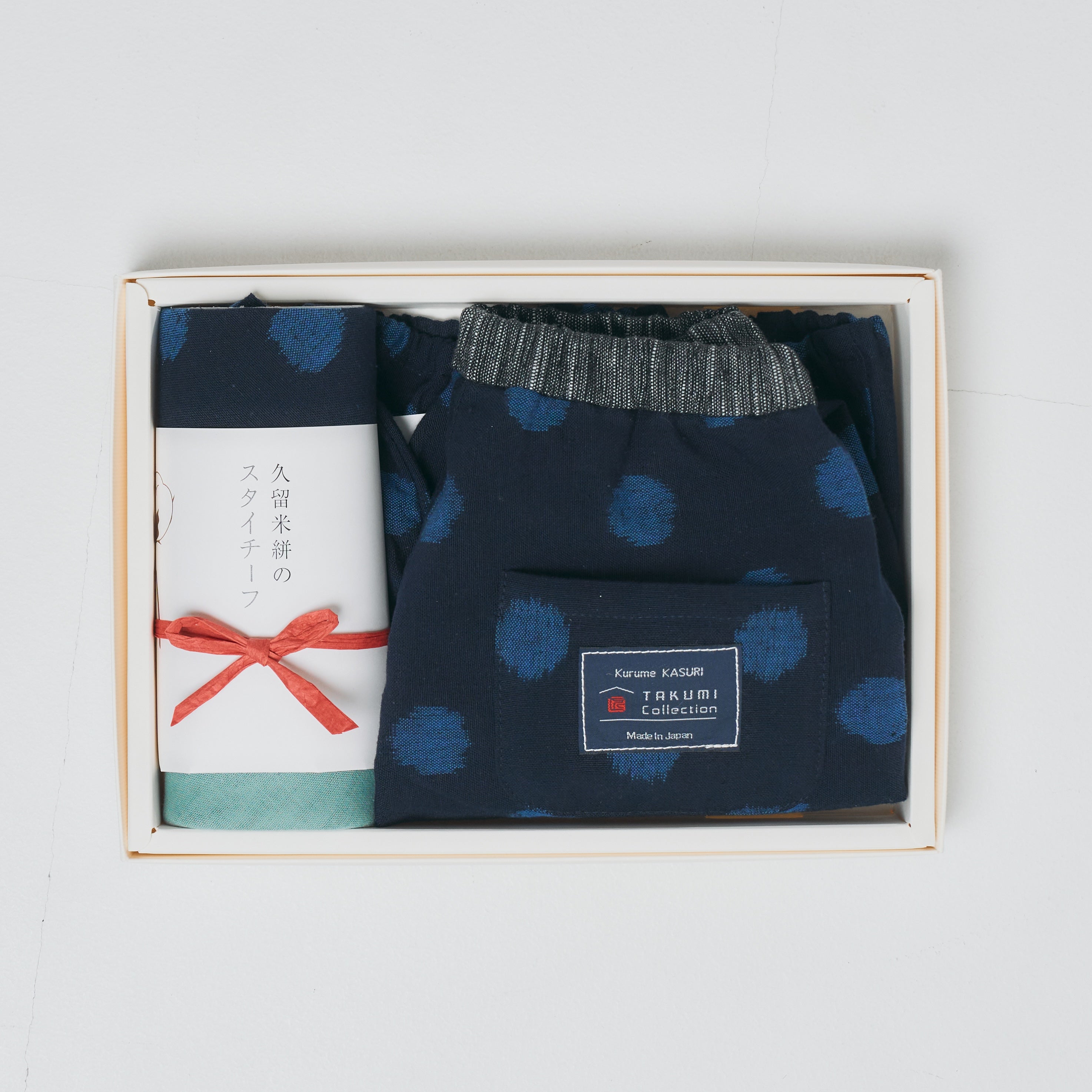 久留米絣 子供用 | もんぺっぺ スタイチーフ | 大玉ブルー | TAKUMI Collection