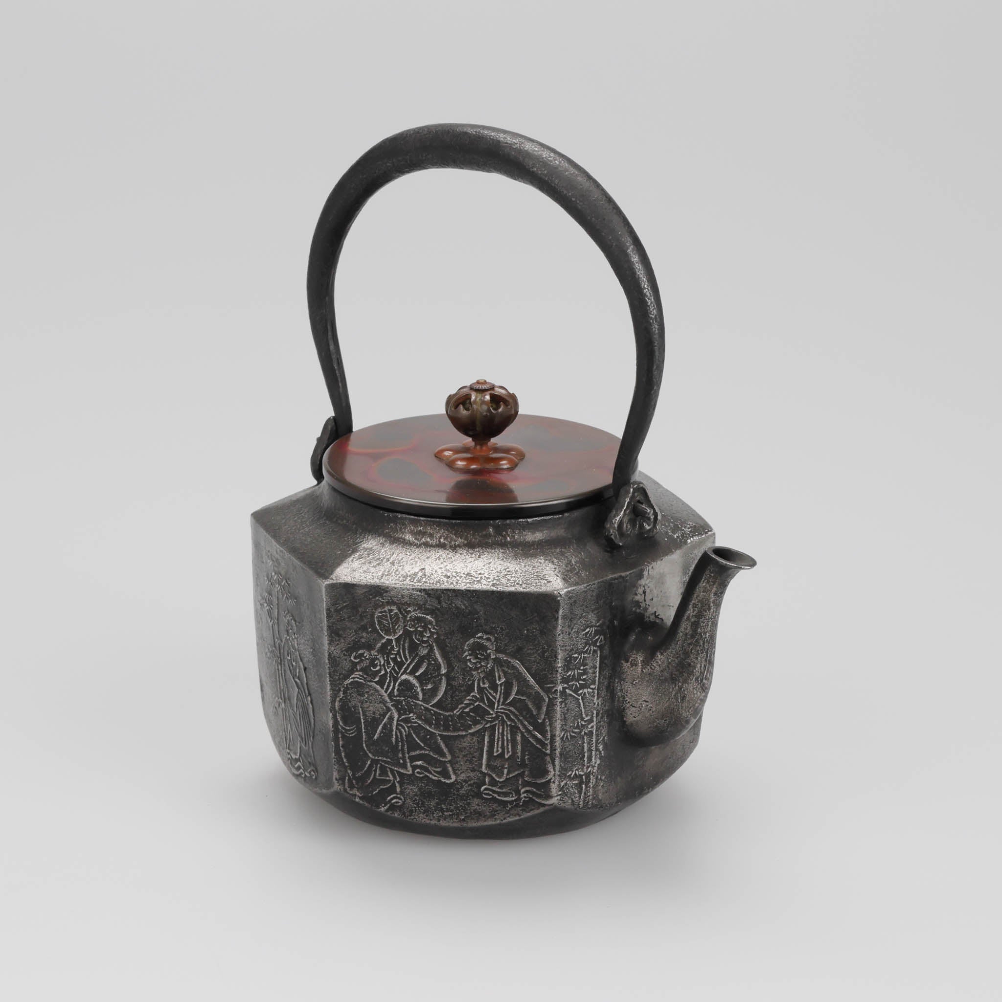 高岡銅器 鉄瓶 | 砂鉄 | 七賢人文亀甲 | 般若鋳造所