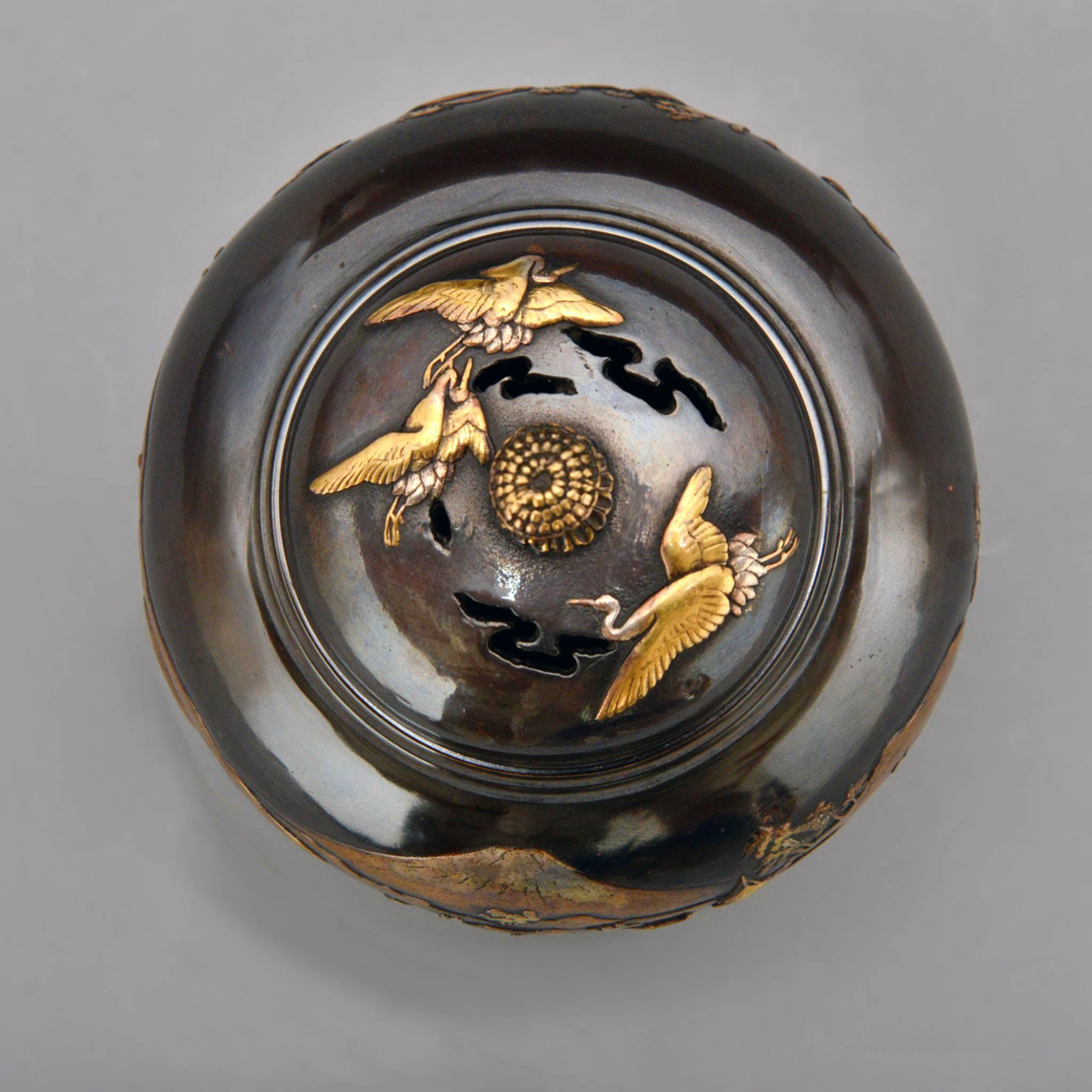 高岡銅器 香炉 | 富士鶴 黒色 | 銅 | 喜泉堂