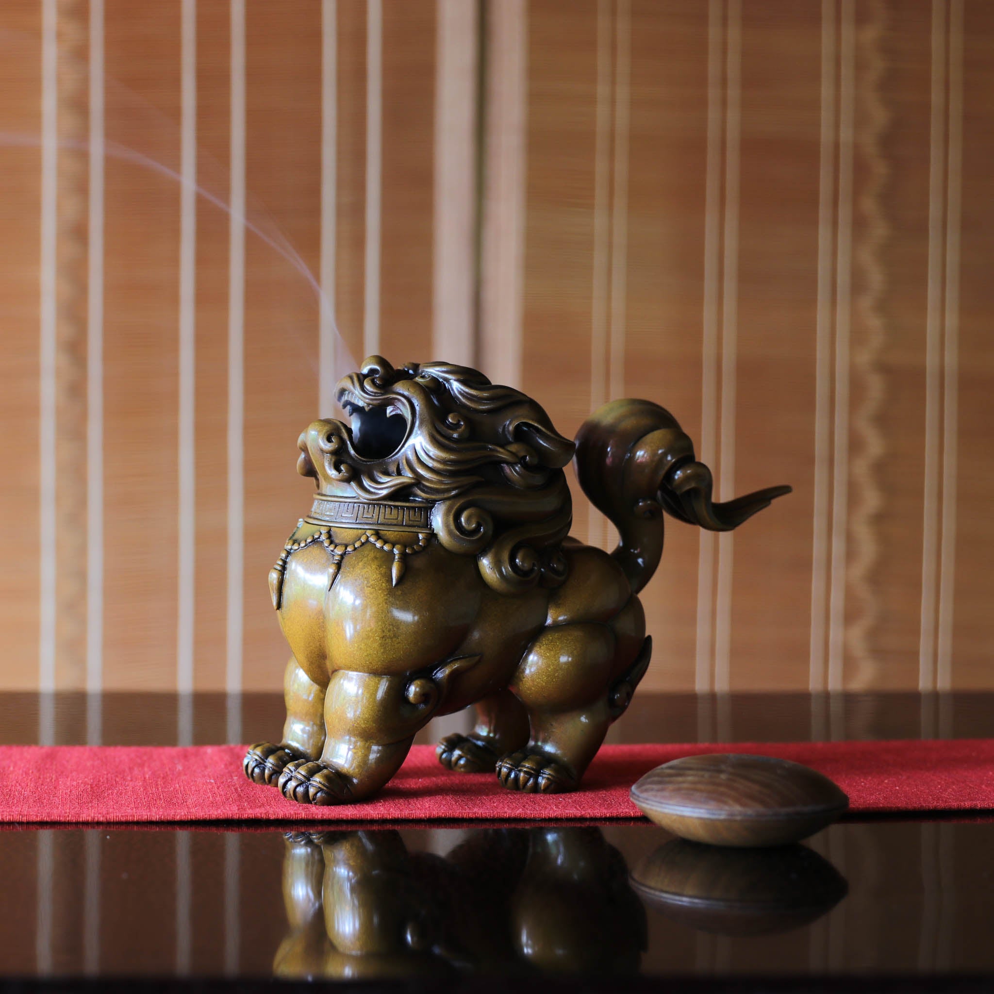 高岡銅器 香炉 | 獅子 煮色 | 銅 | 喜泉堂