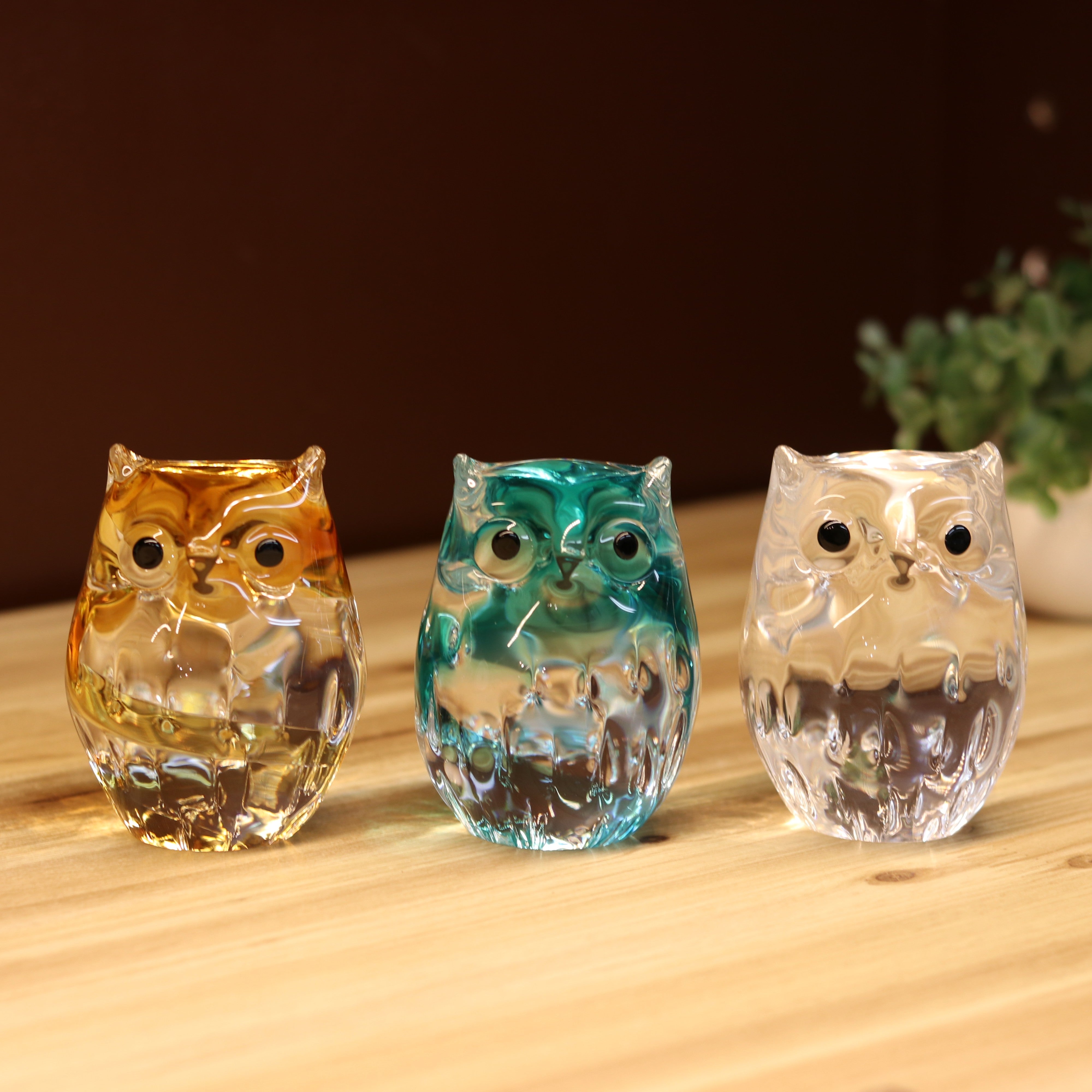 津軽びいどろ 置物 | ふくろう | 子ふくろう クリア | 北洋硝子