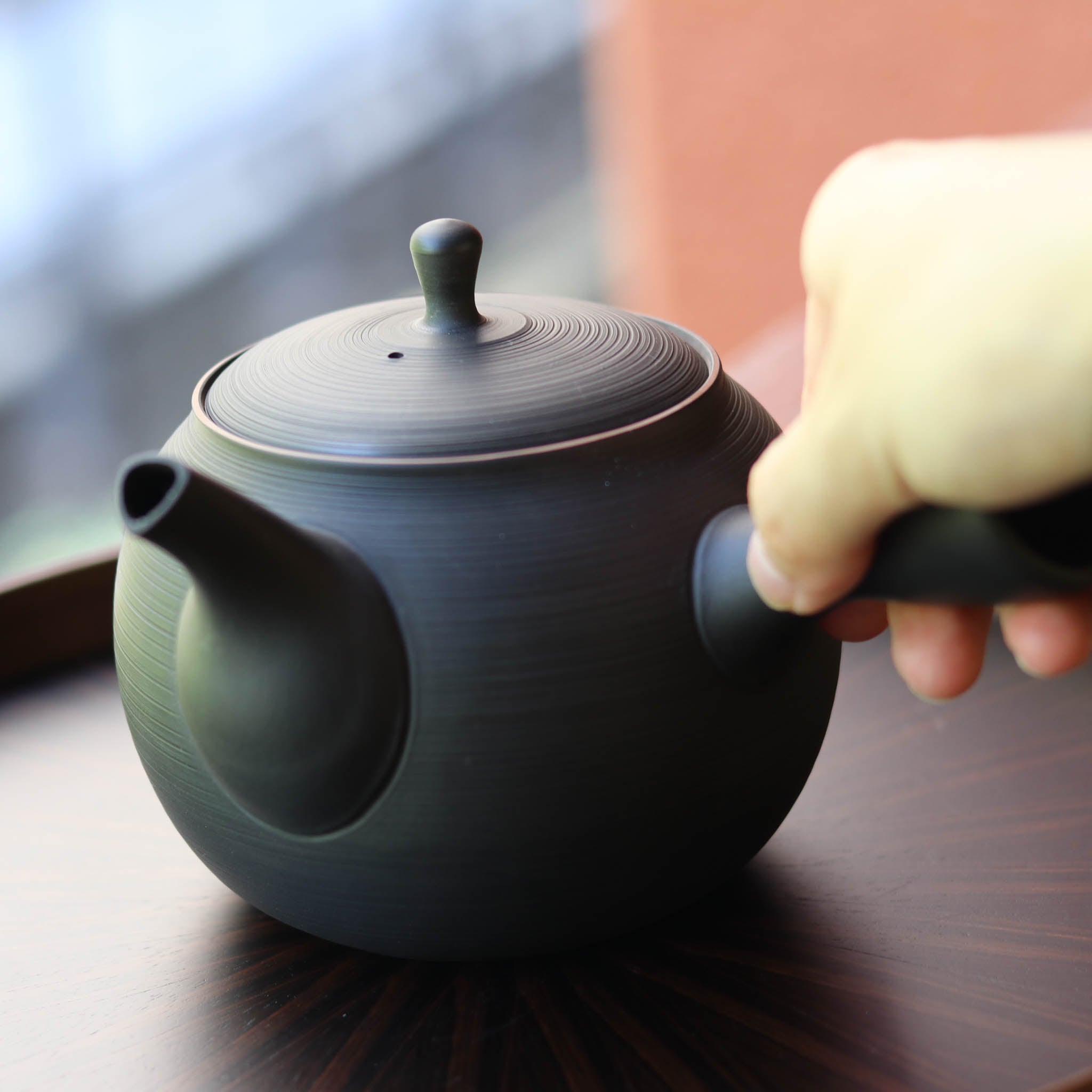 常滑焼 急須 | 千段茶っ切り | 黒 | 玉光陶園