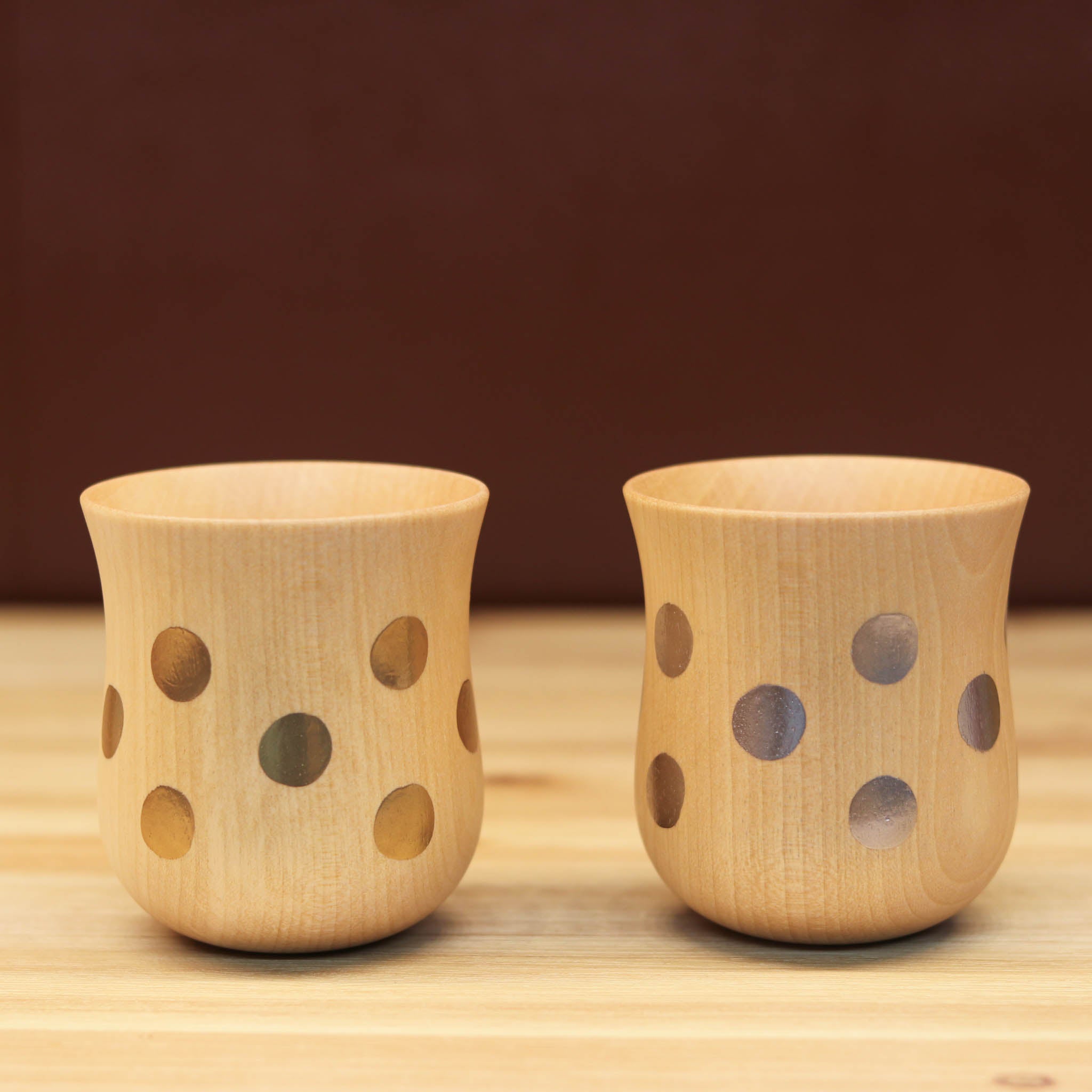 山中漆器 コップ | ⽔⽟カップ ミズメ桜 ナチュラル | ⾦/銀セット | 白鷺木工