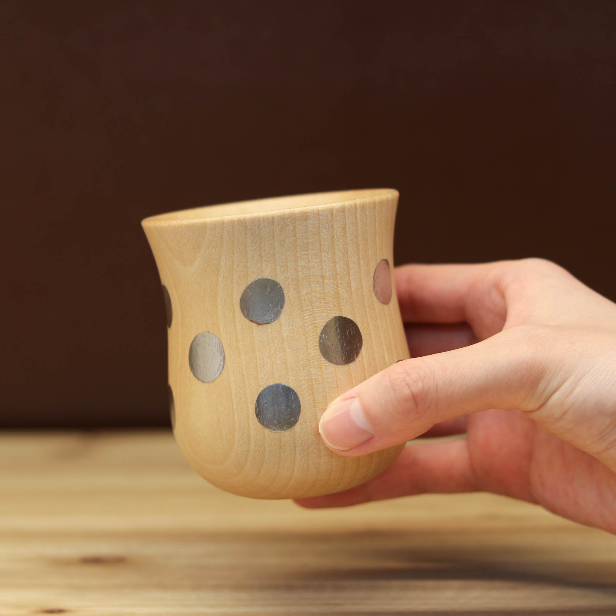 山中漆器 コップ | ⽔⽟カップ ミズメ桜 ナチュラル | ⾦/銀セット | 白鷺木工