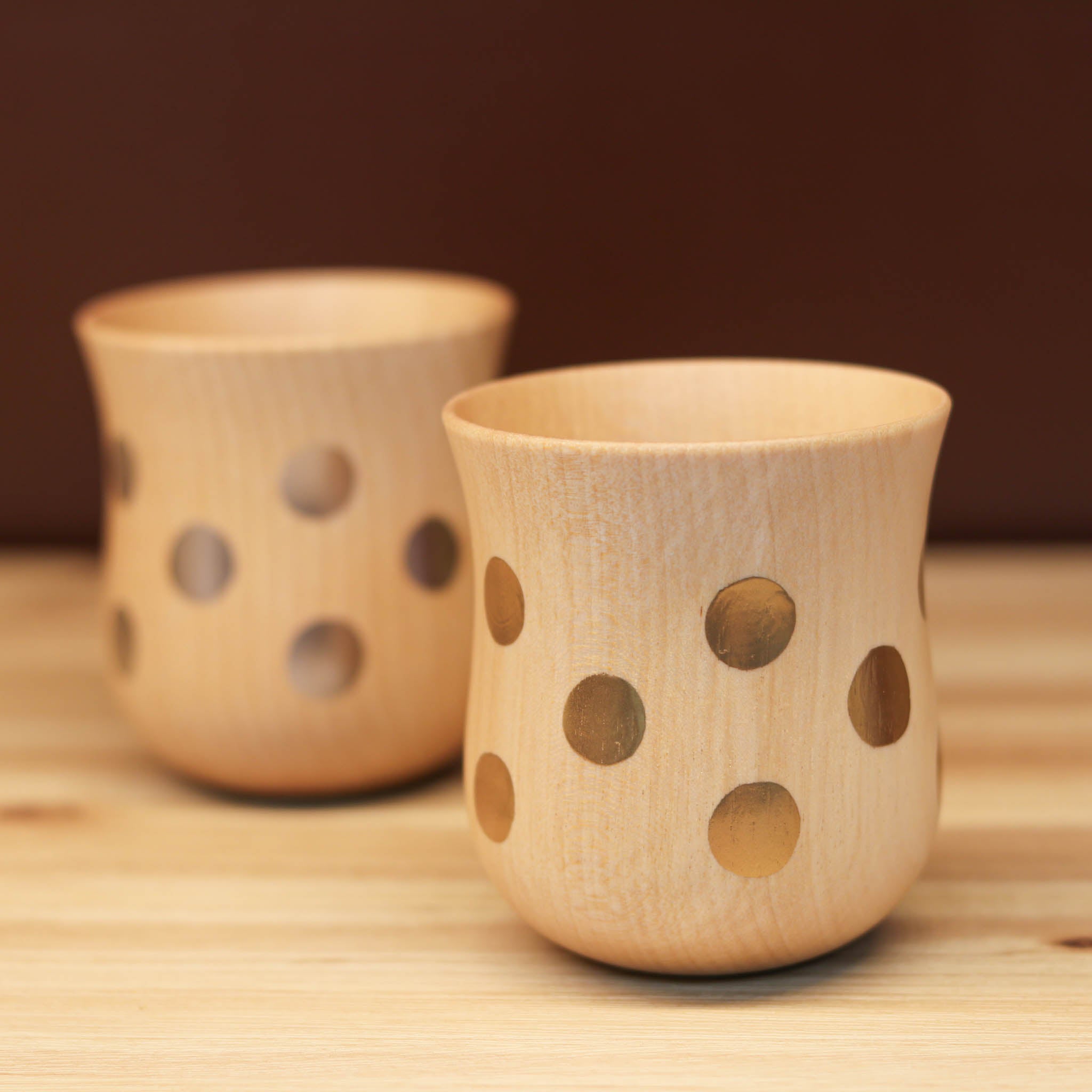 山中漆器 コップ | ⽔⽟カップ ミズメ桜 ナチュラル | ⾦/銀セット | 白鷺木工