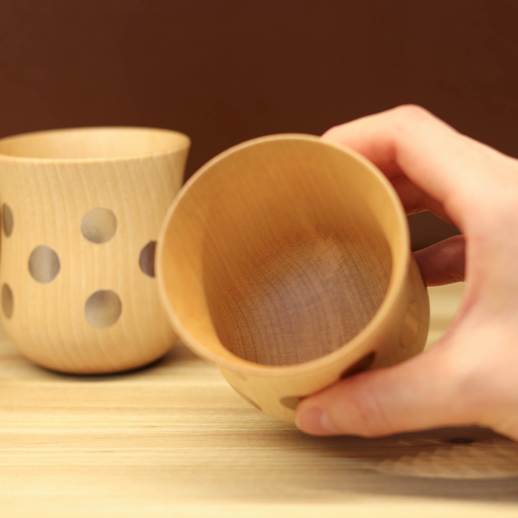 山中漆器 コップ | ⽔⽟カップ ミズメ桜 ナチュラル | ⾦/銀セット | 白鷺木工