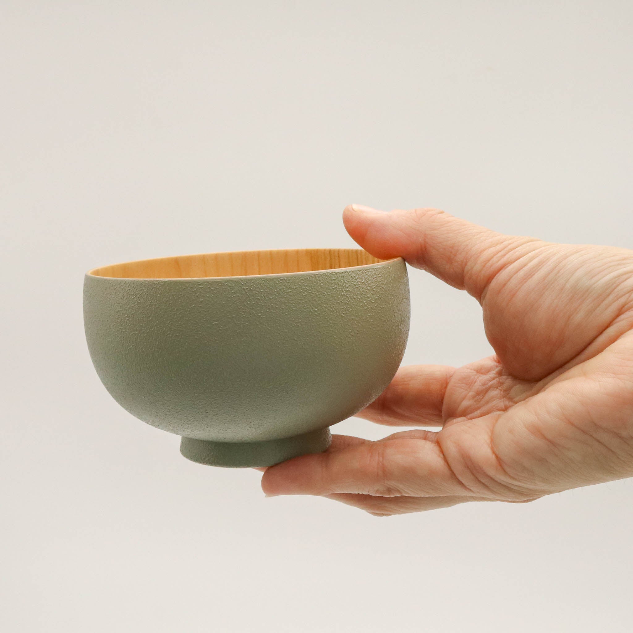 山中漆器 子供用食器 | しらさぎ椀S sibo | 桜 ナチュラル×グリーン | 白鷺木工