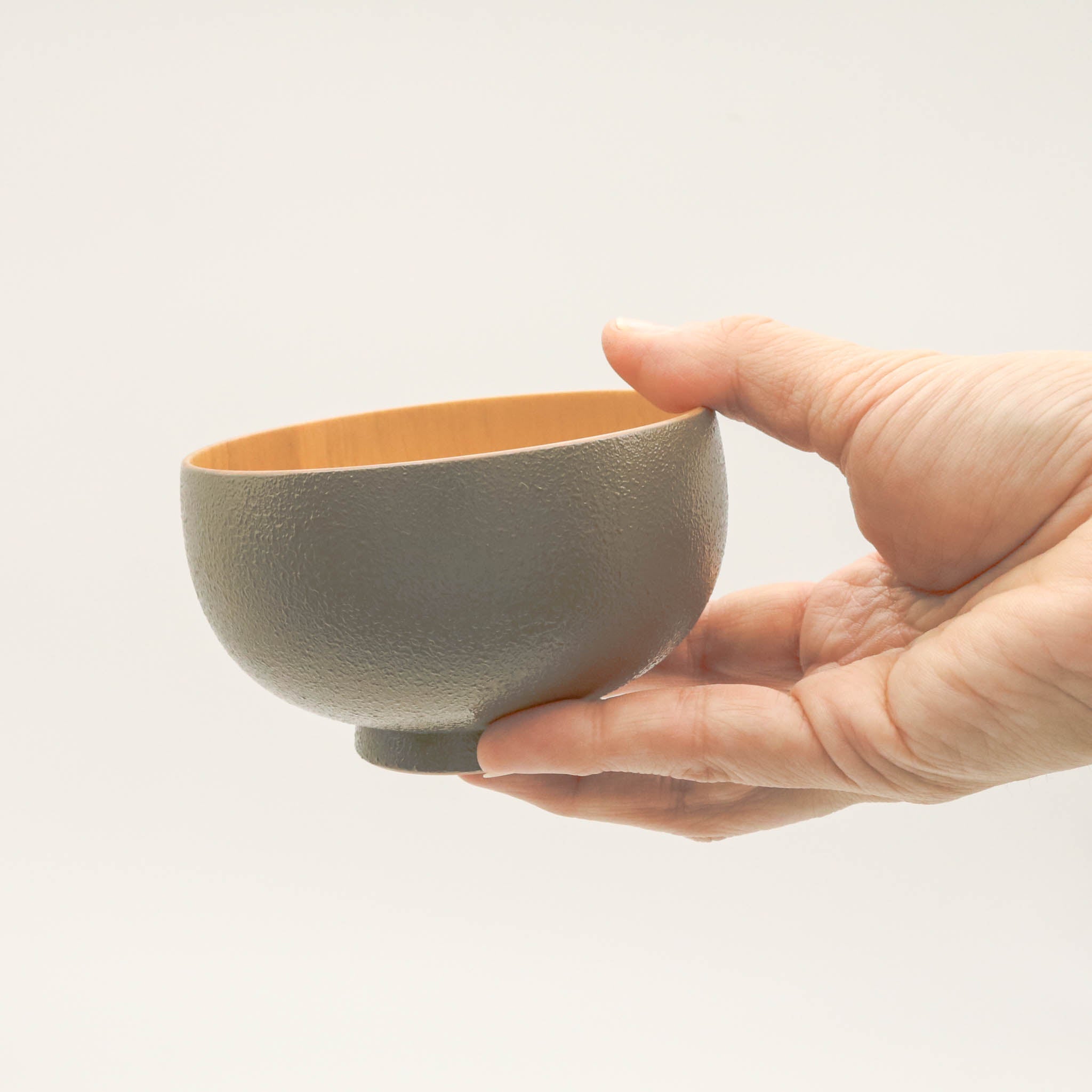 山中漆器 子供用食器 | しらさぎ椀S sibo | 桜 ナチュラル×グレー | 白鷺木工