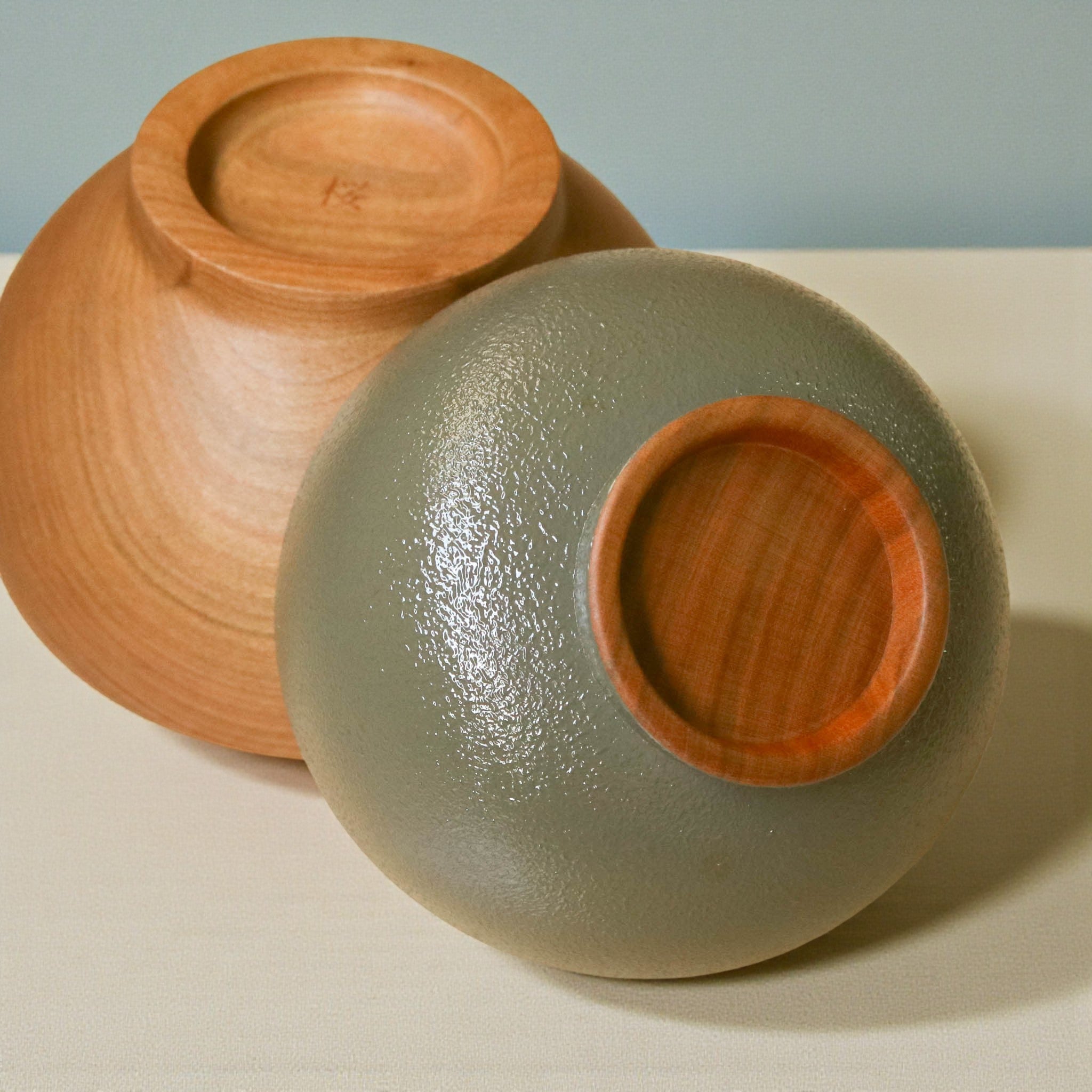 山中漆器 子供用食器 | しらさぎ椀S sibo | 桜 ナチュラル×グレー | 白鷺木工