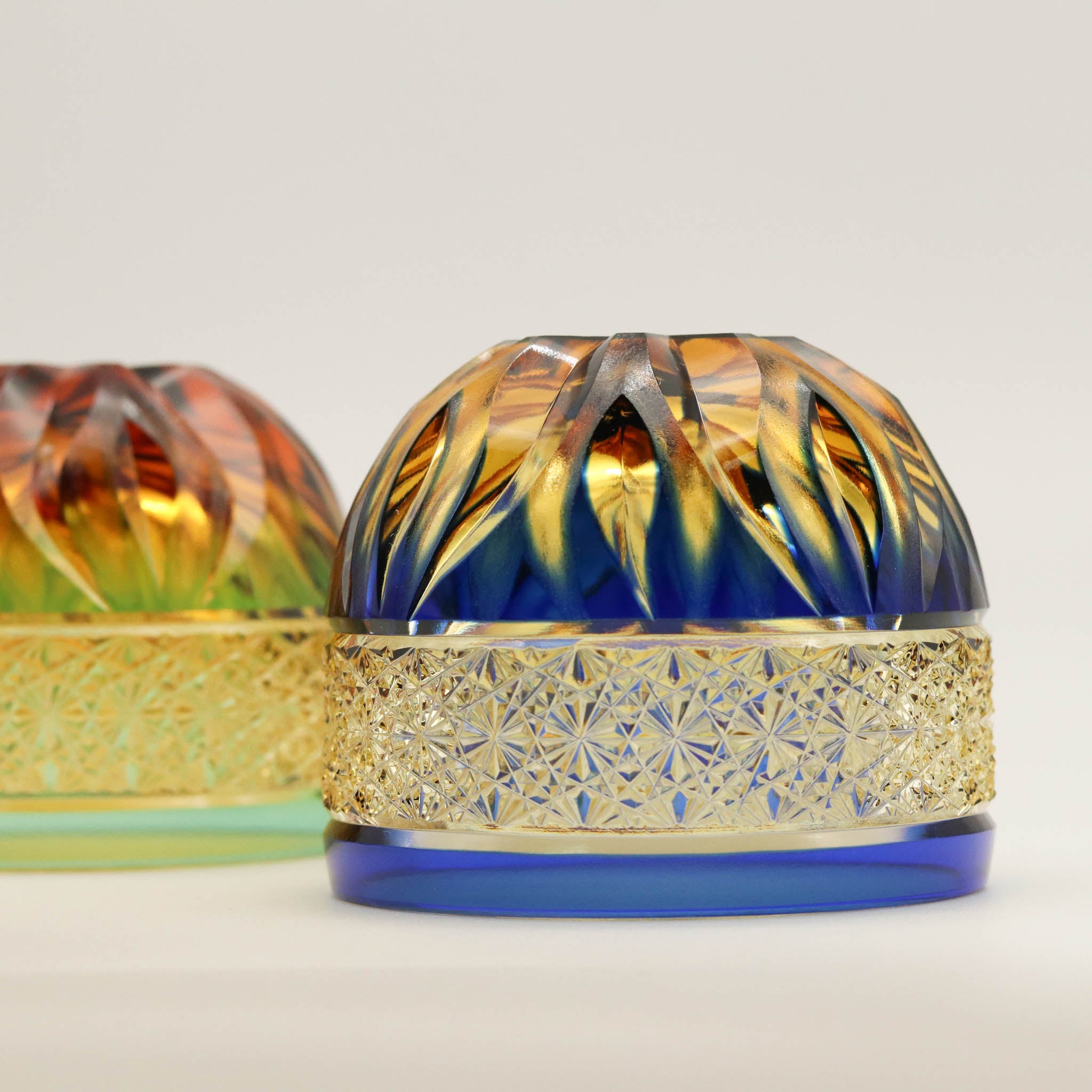 江戸切子 ぐい呑み | hibana 火華 | 琥珀 瑠璃 | haku硝子