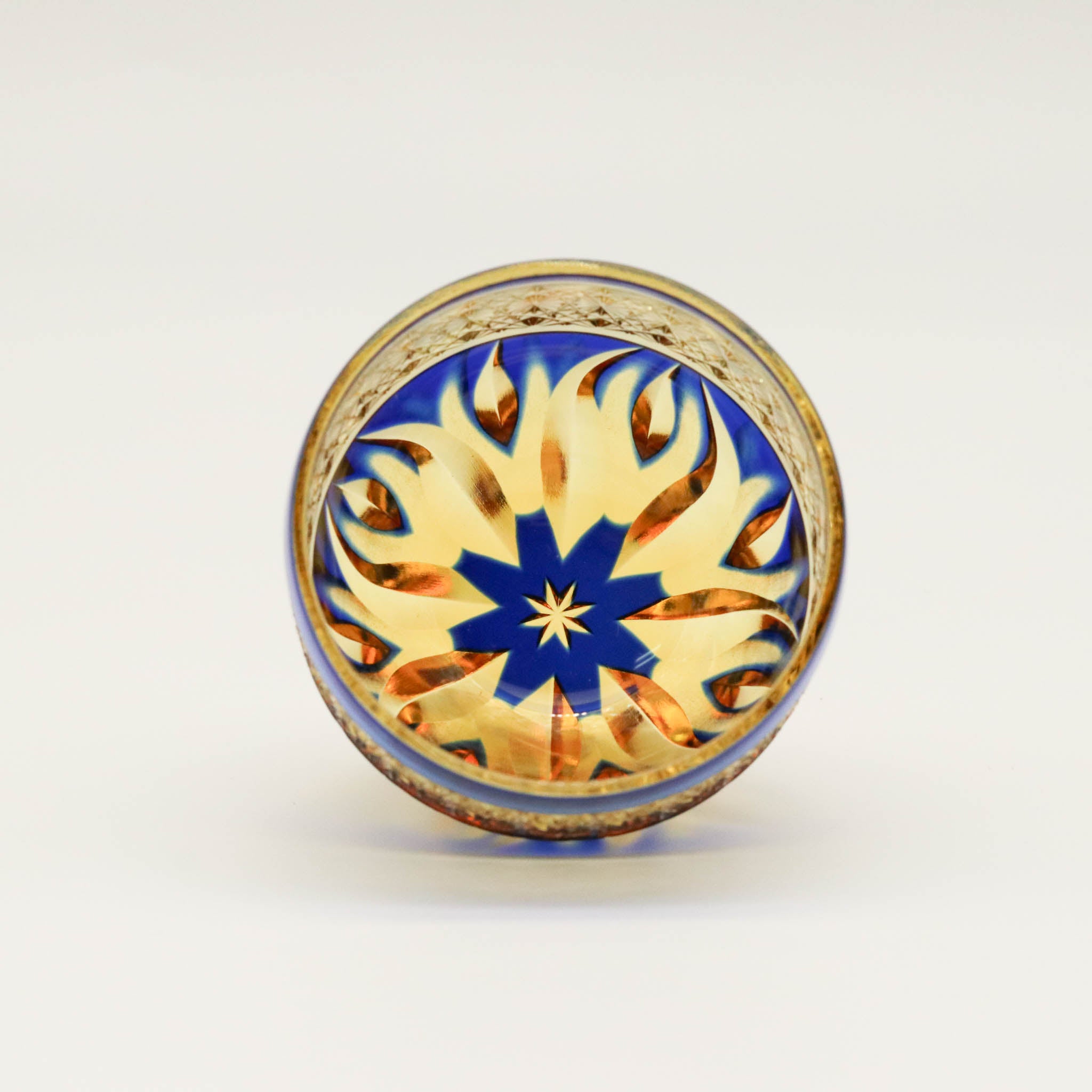 江戸切子 ぐい呑み | hibana 火華 | 琥珀 瑠璃 | haku硝子