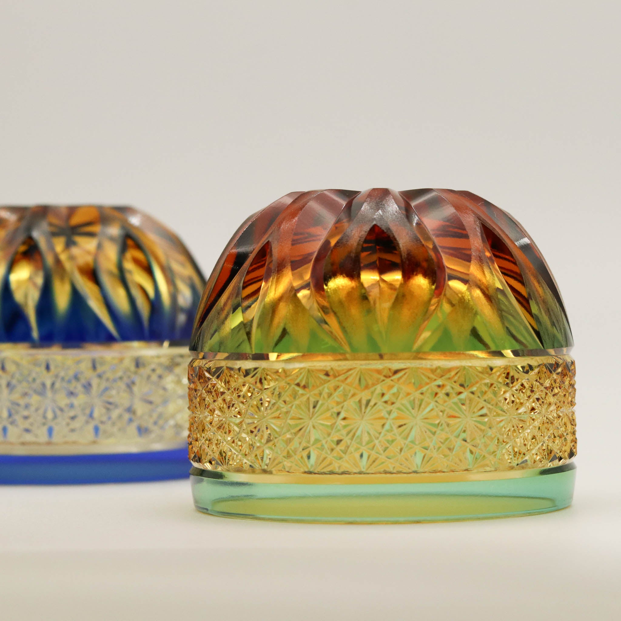 江戸切子 ぐい呑み | hibana 火華 | 琥珀 緑 | haku硝子