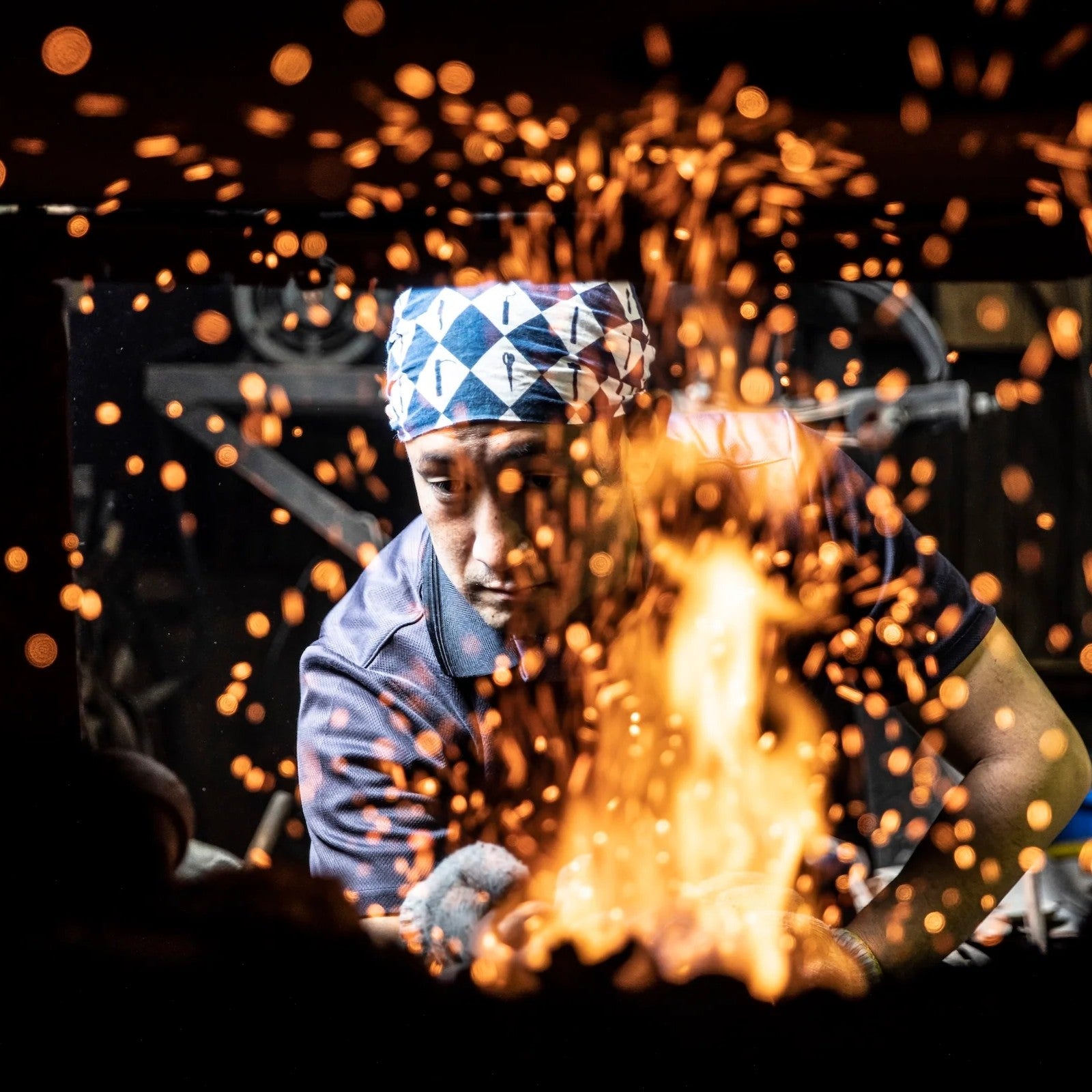 三徳包丁 | ダマスカス VG10 16層 | 130mm | ふくべ鍛冶