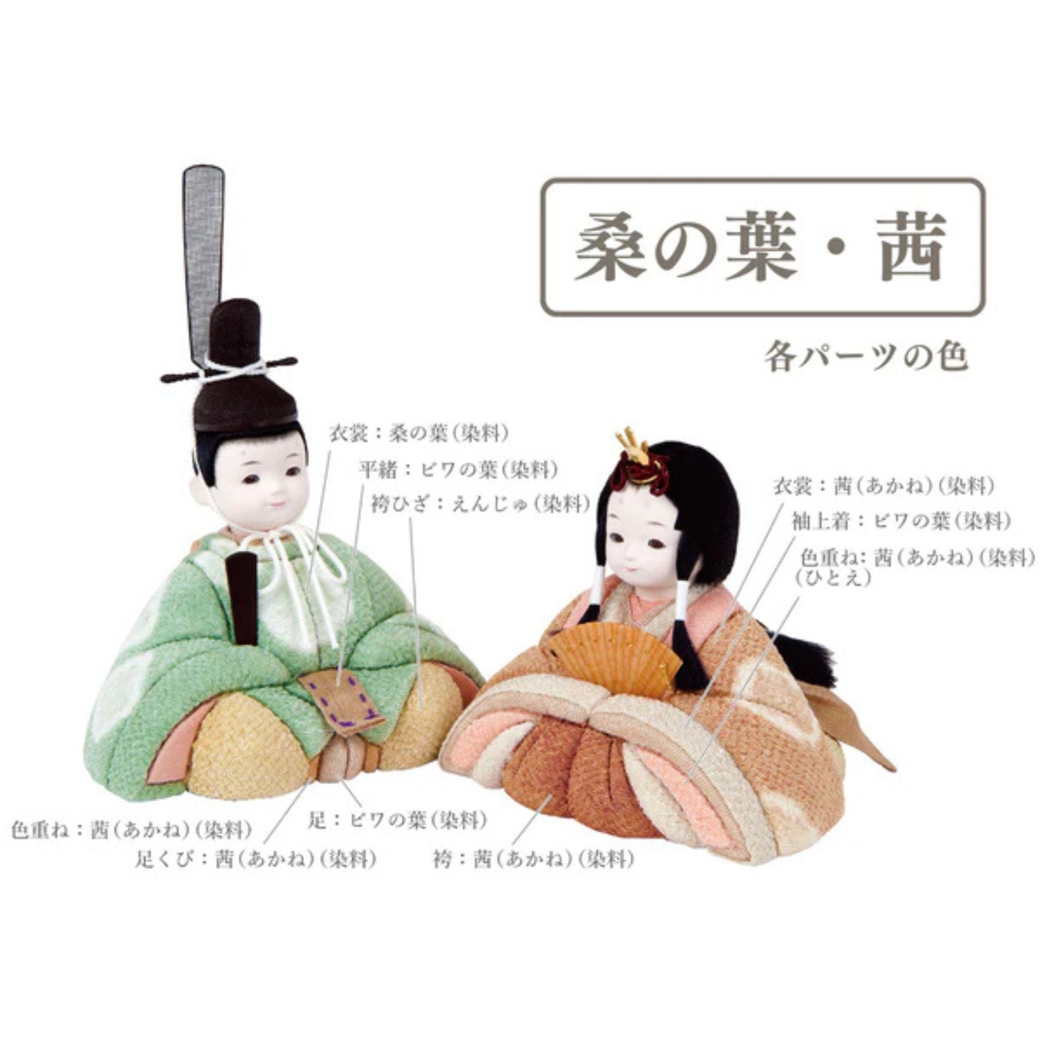 雛人形セット 草木絞り染 | 桑の葉 × 茜 | 屏風 うずピンク | 工房 縫nui【26/1/10以降順次配送】