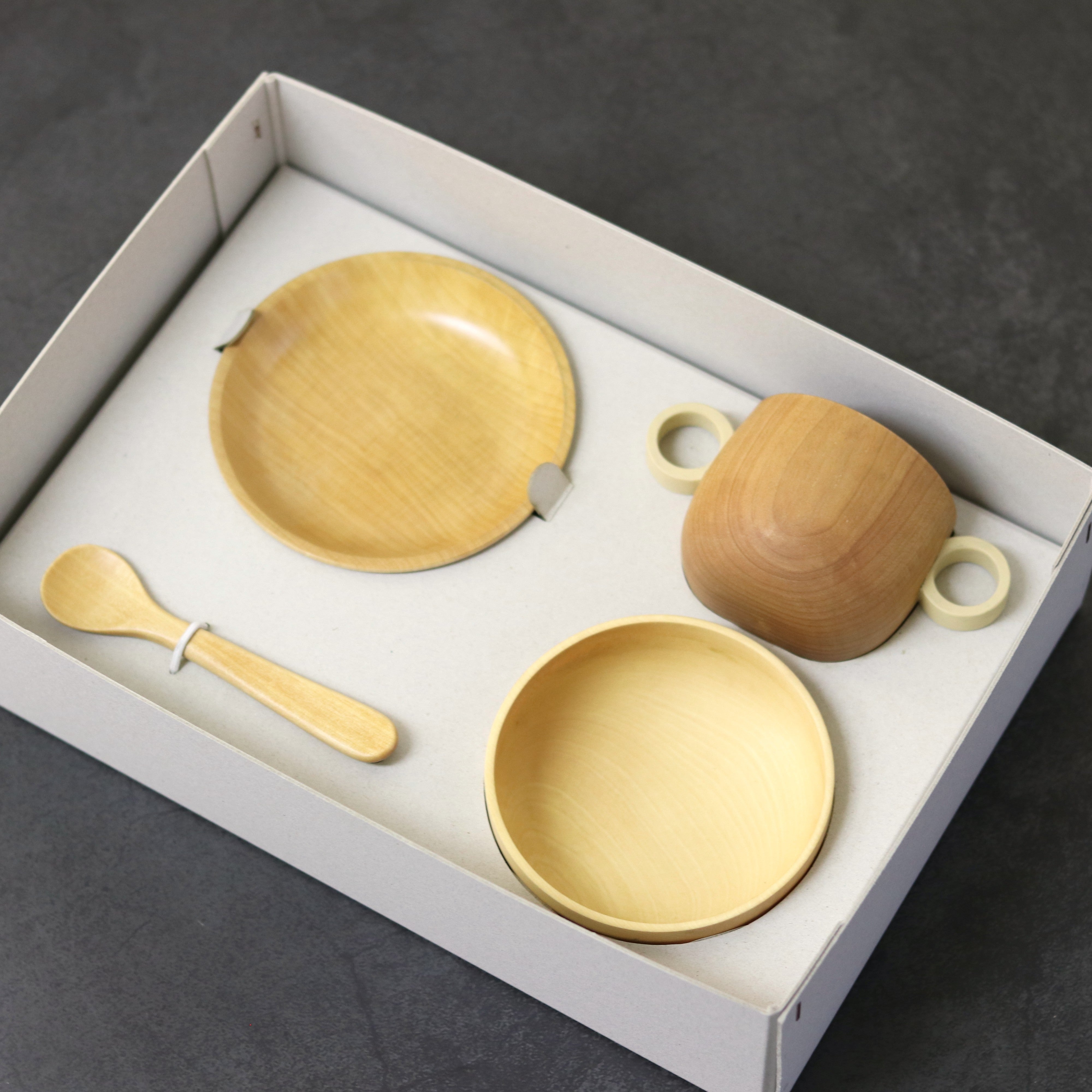 山中漆器 離乳食食器 | ギフト4点セット | ナチュラル | KIKKI