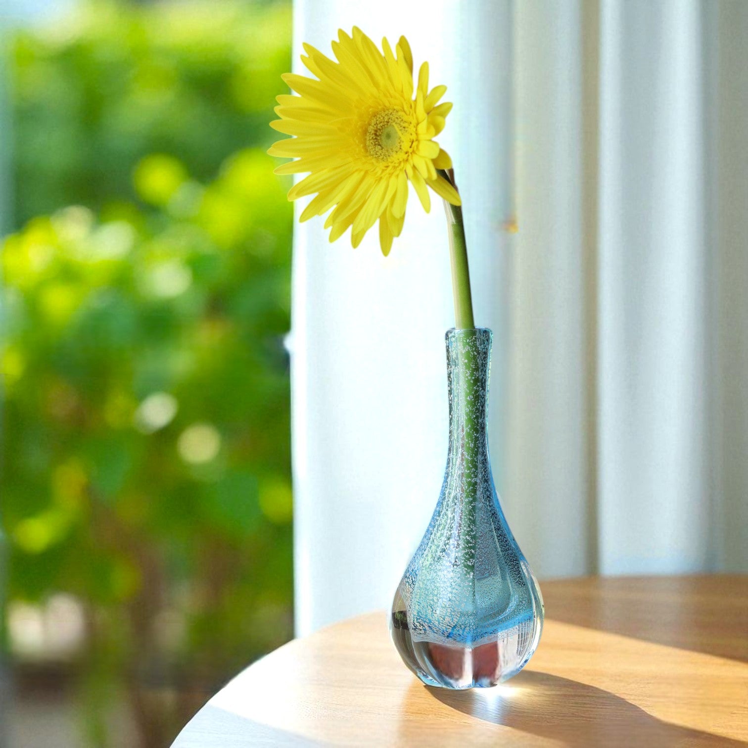 綾ガラス 一輪挿し | 銀彩モール | オーシャンブルー | グラスアート黒木